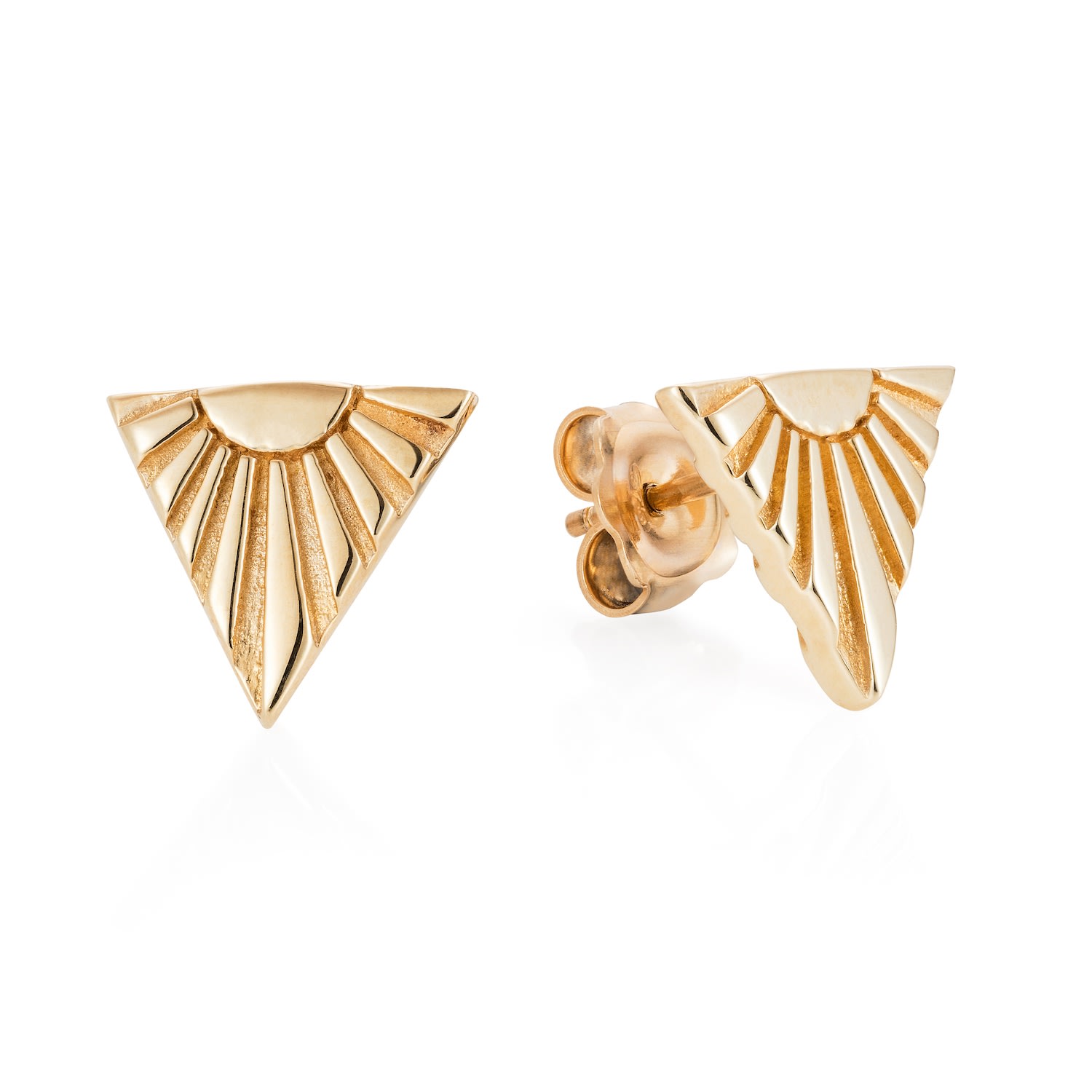 Women’s Solid Gold Ray V Ear Studs Yasmin Everley Jewellery