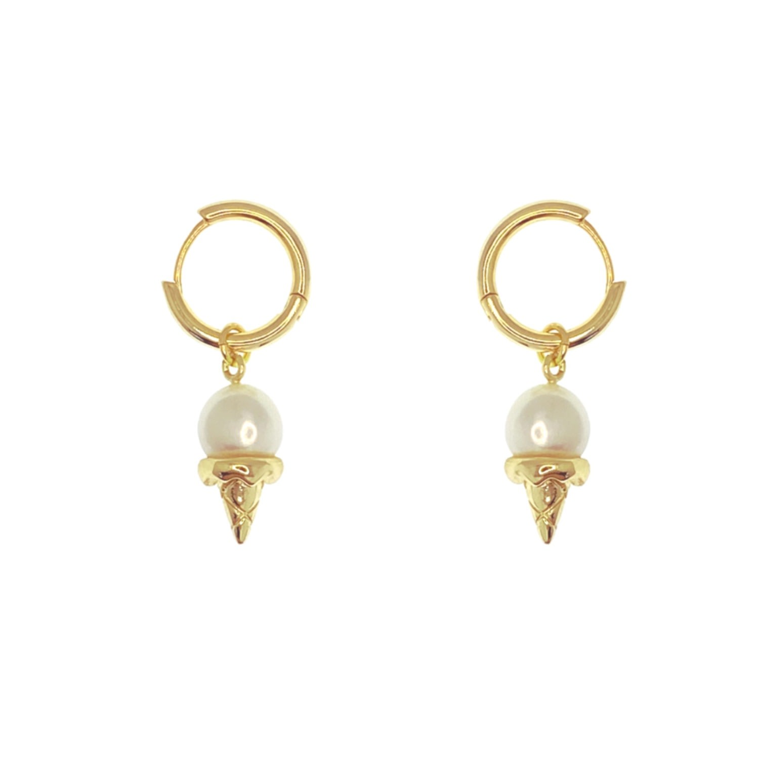 Ninemoo Women's Pearl Ice Cream Hoop Earrings In White