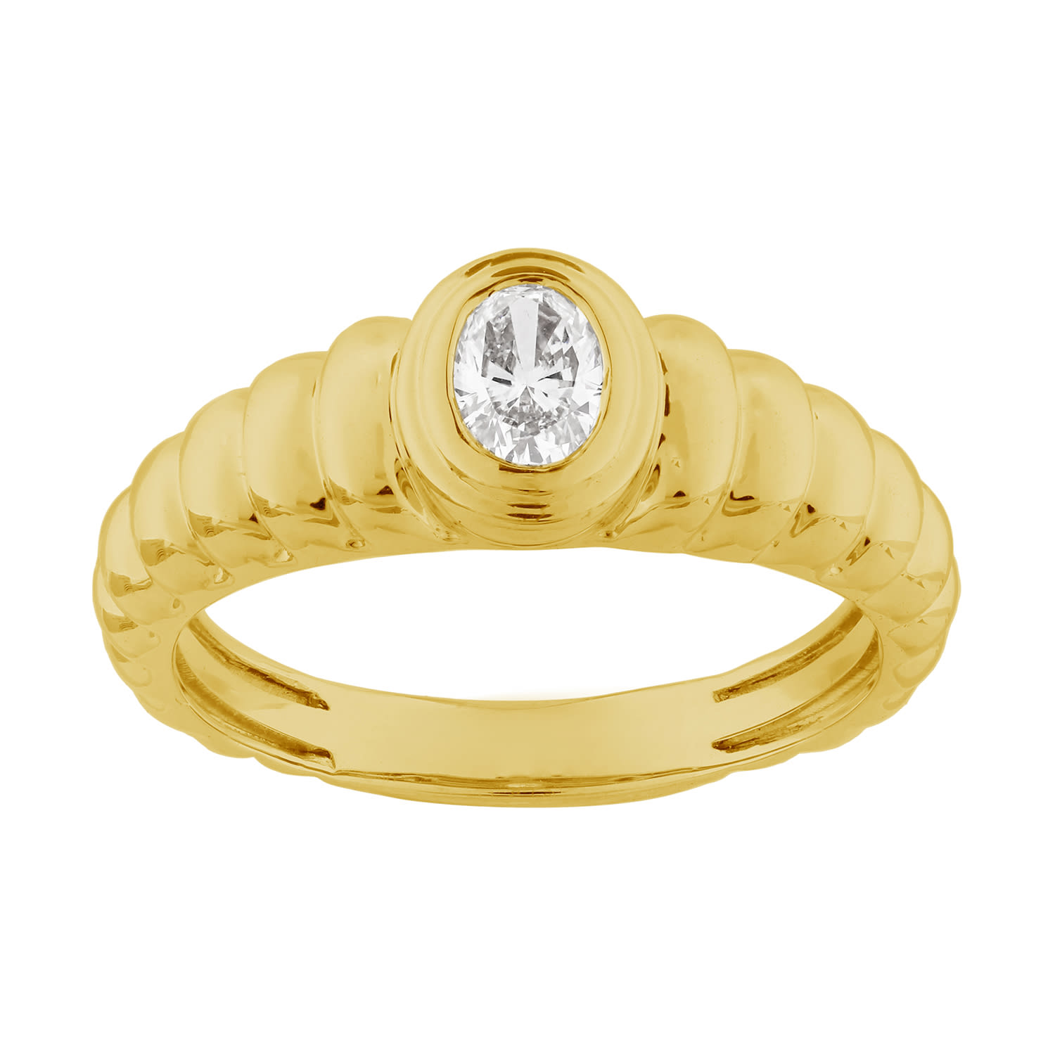 Artisan Women's Gold / White 14k Gold Bezel-set Oval Diamond Ring In Gold