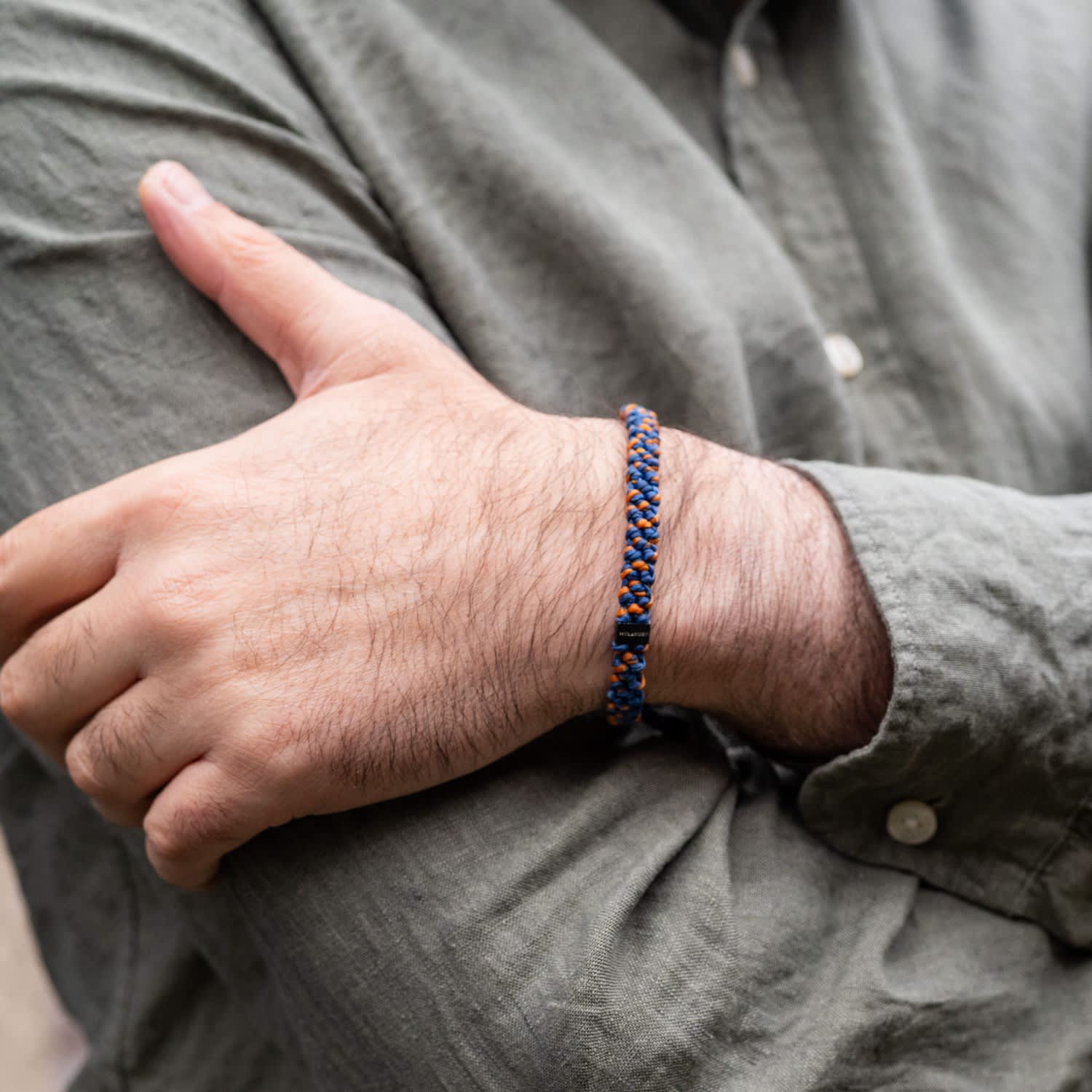 Chunky Nautical Rope Bracelet – Blue & Orange Handmade - Hylander