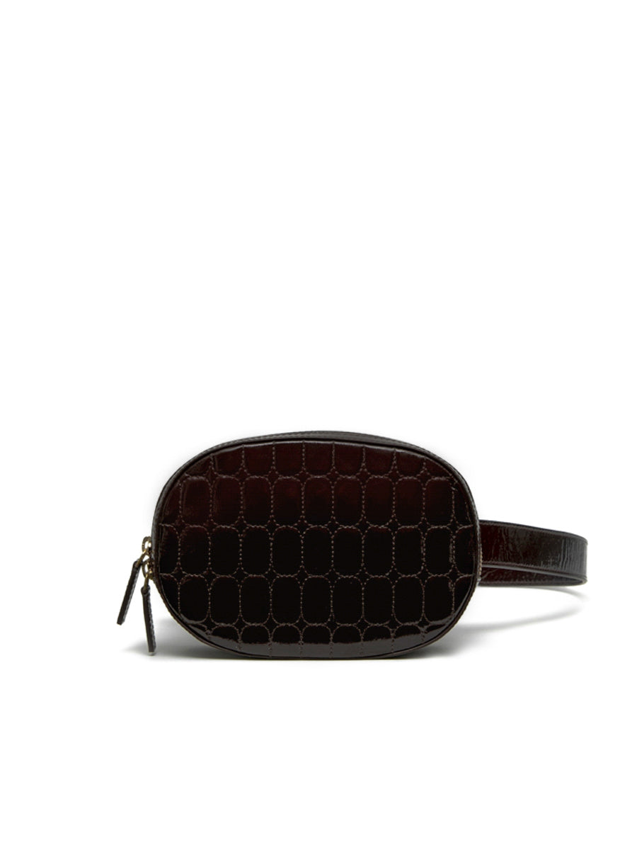 Women’s Black Shapely Monogram Patent Leather - Burgundy Octogony