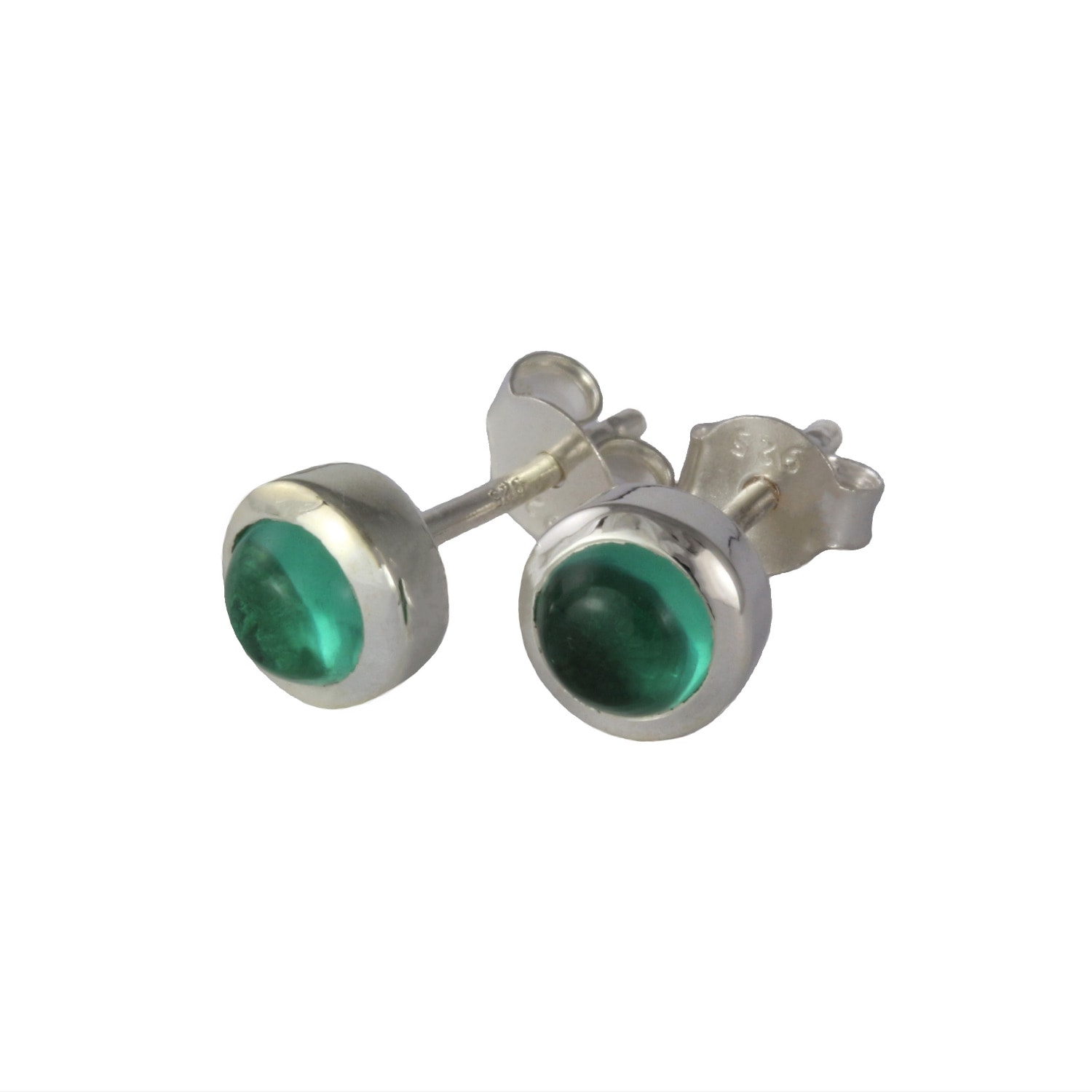 The Jewellery Store London Women's Silver / Green May Birthstone Earring Studs – Emerald Gemstone In Sterling Silver