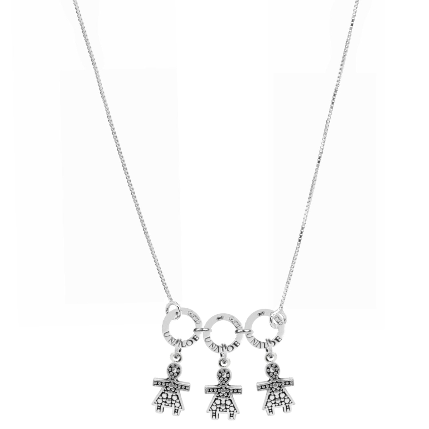 Unaloe Women's Sterling Silver Necklace With Three Baby Star Charms Representing Three Girls