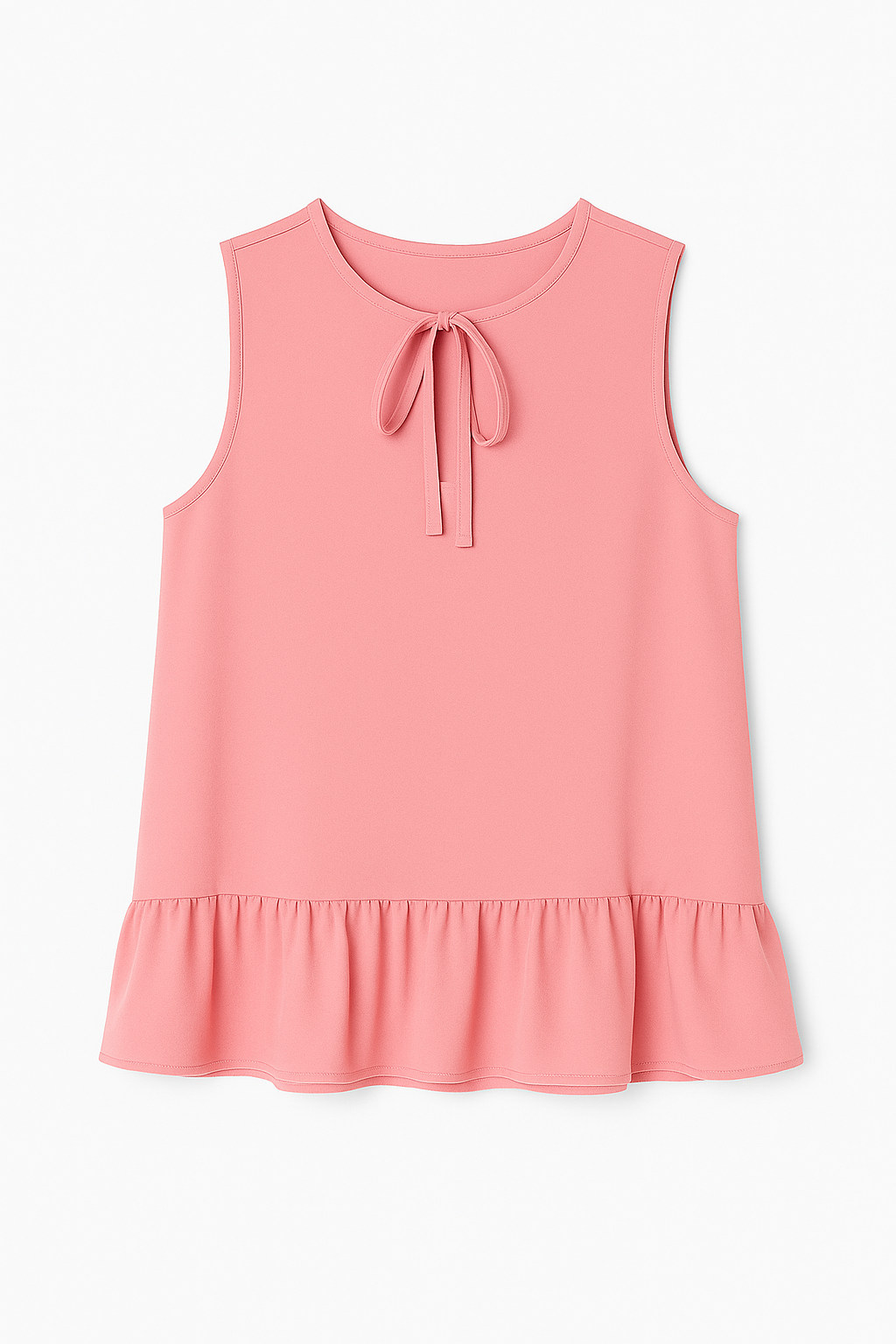 Conquista Women's Pink / Purple  Pink Sleeveless Summer Top With A Wide Double Layer Frill.