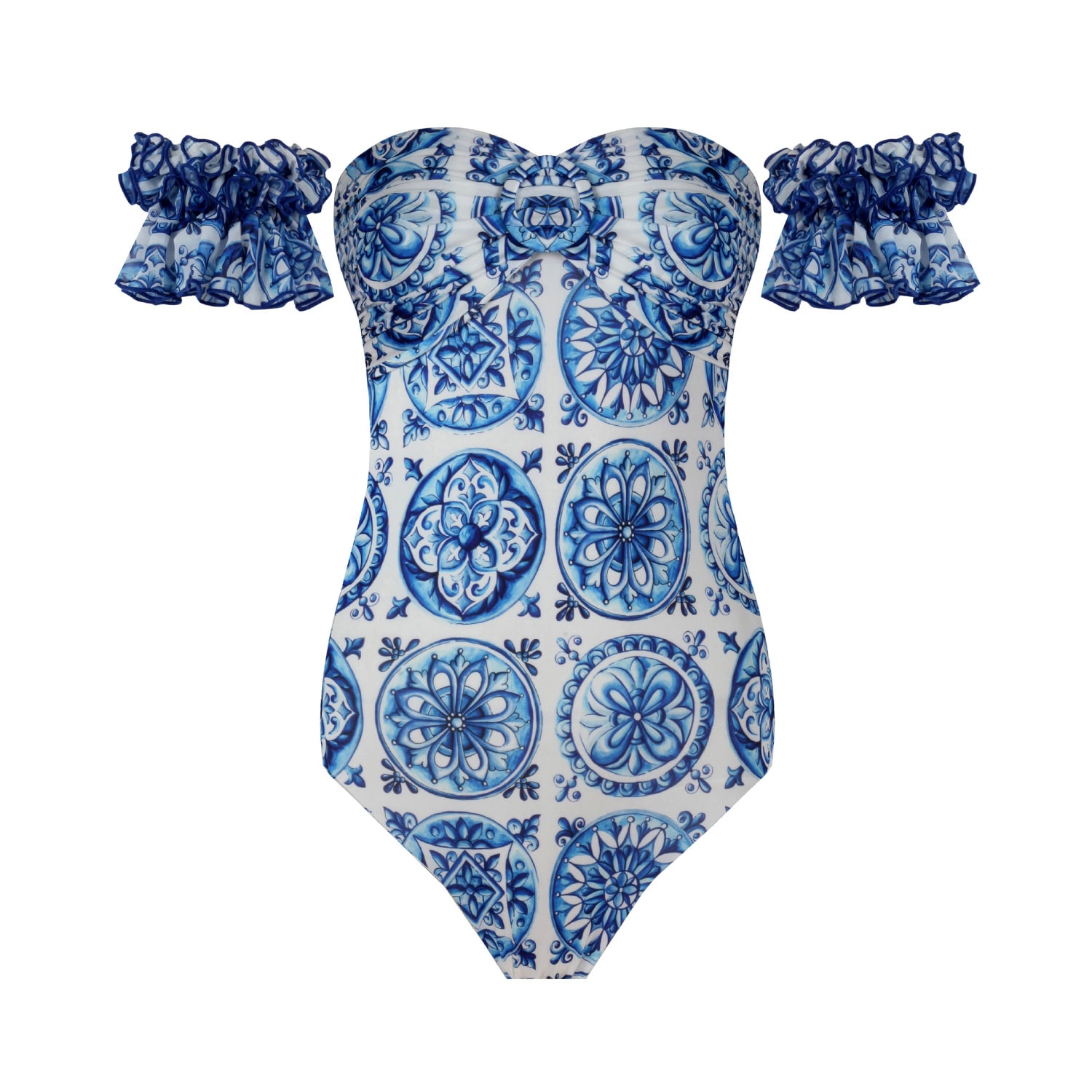 Women's Blue Marigold Bleu Blanc Swimsuit | Medium | Nur Karaata