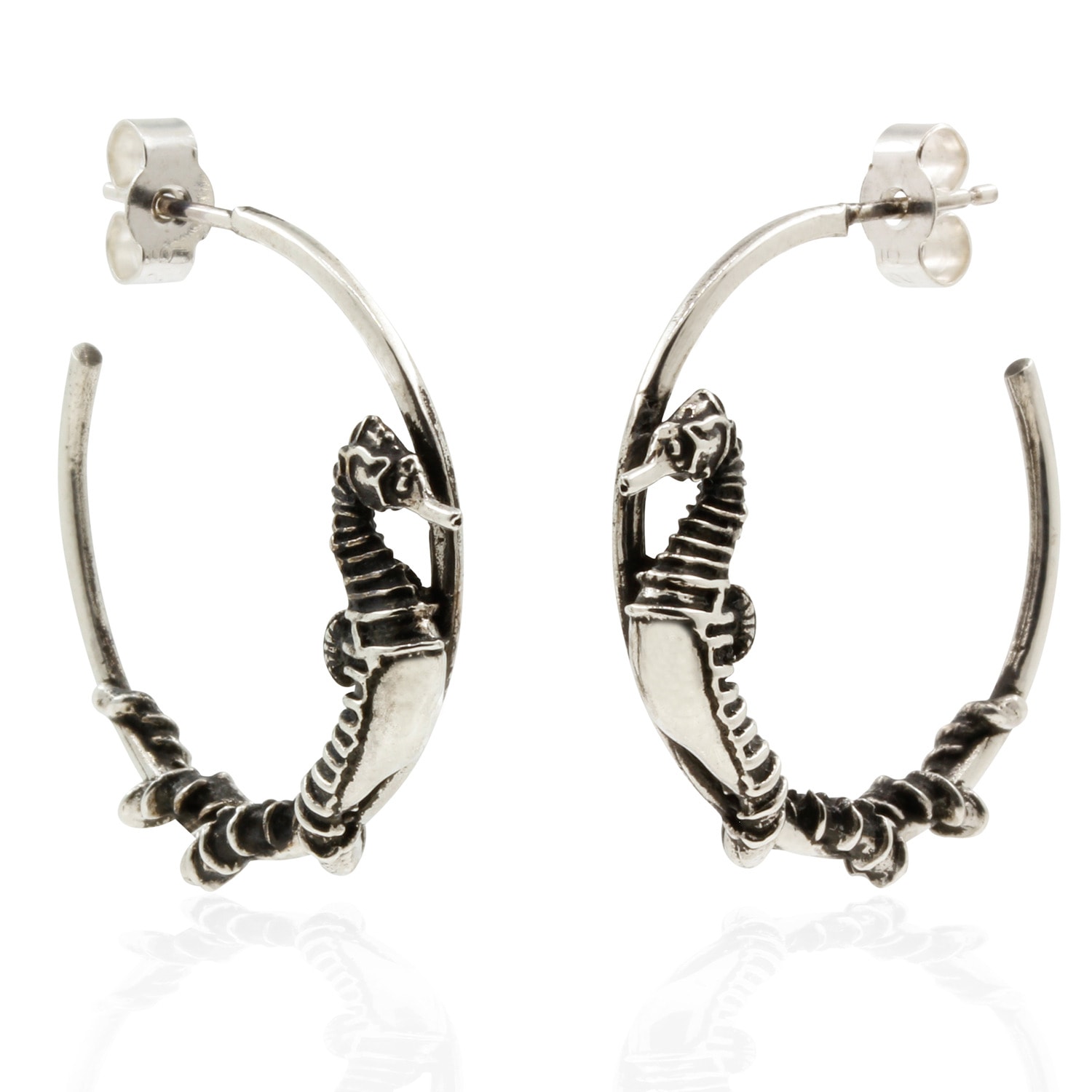 Women’s Seahorse Hoop Earrings - Silver Lee Renee