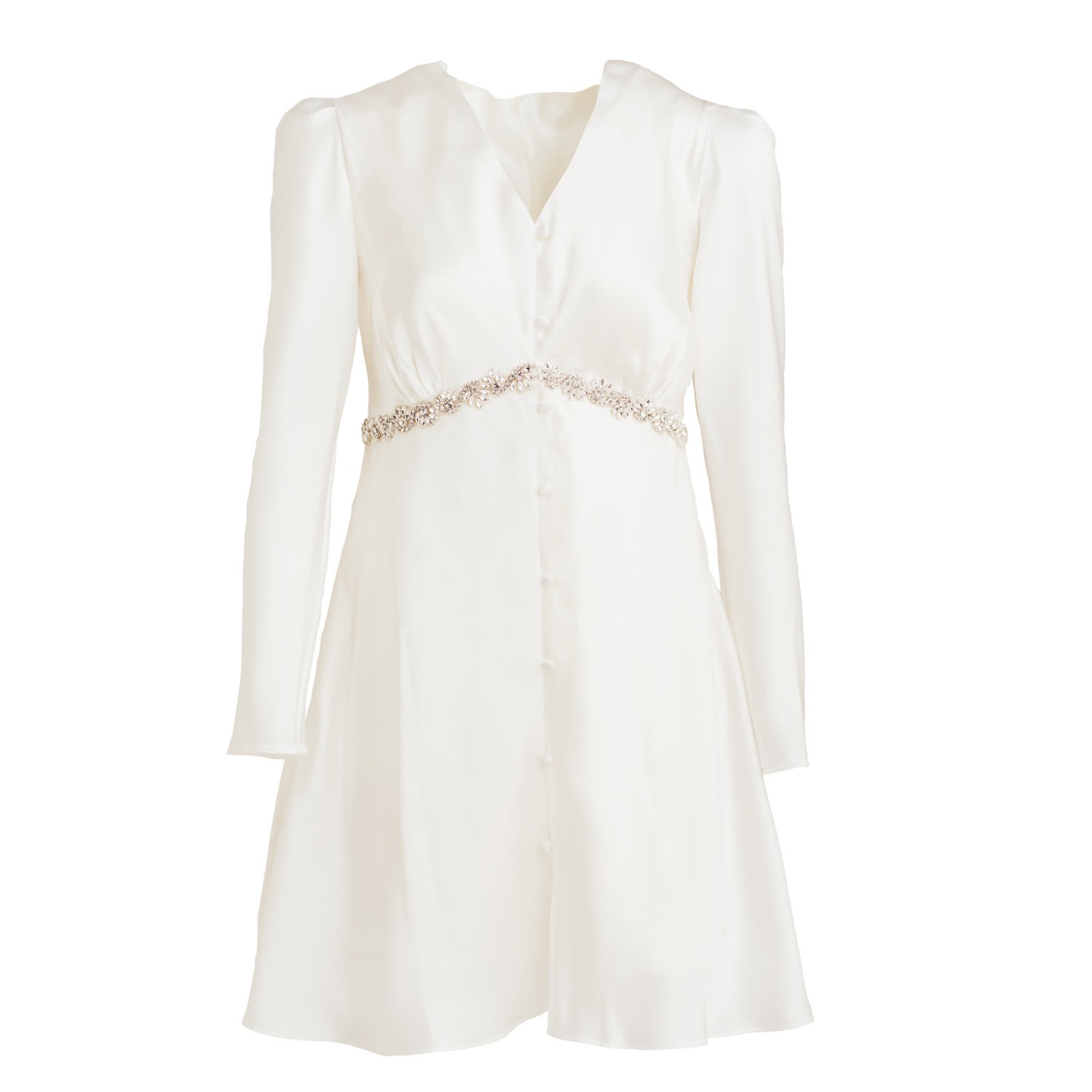 Mionè Women's Mini Silk Dress With Diamond Detail - White