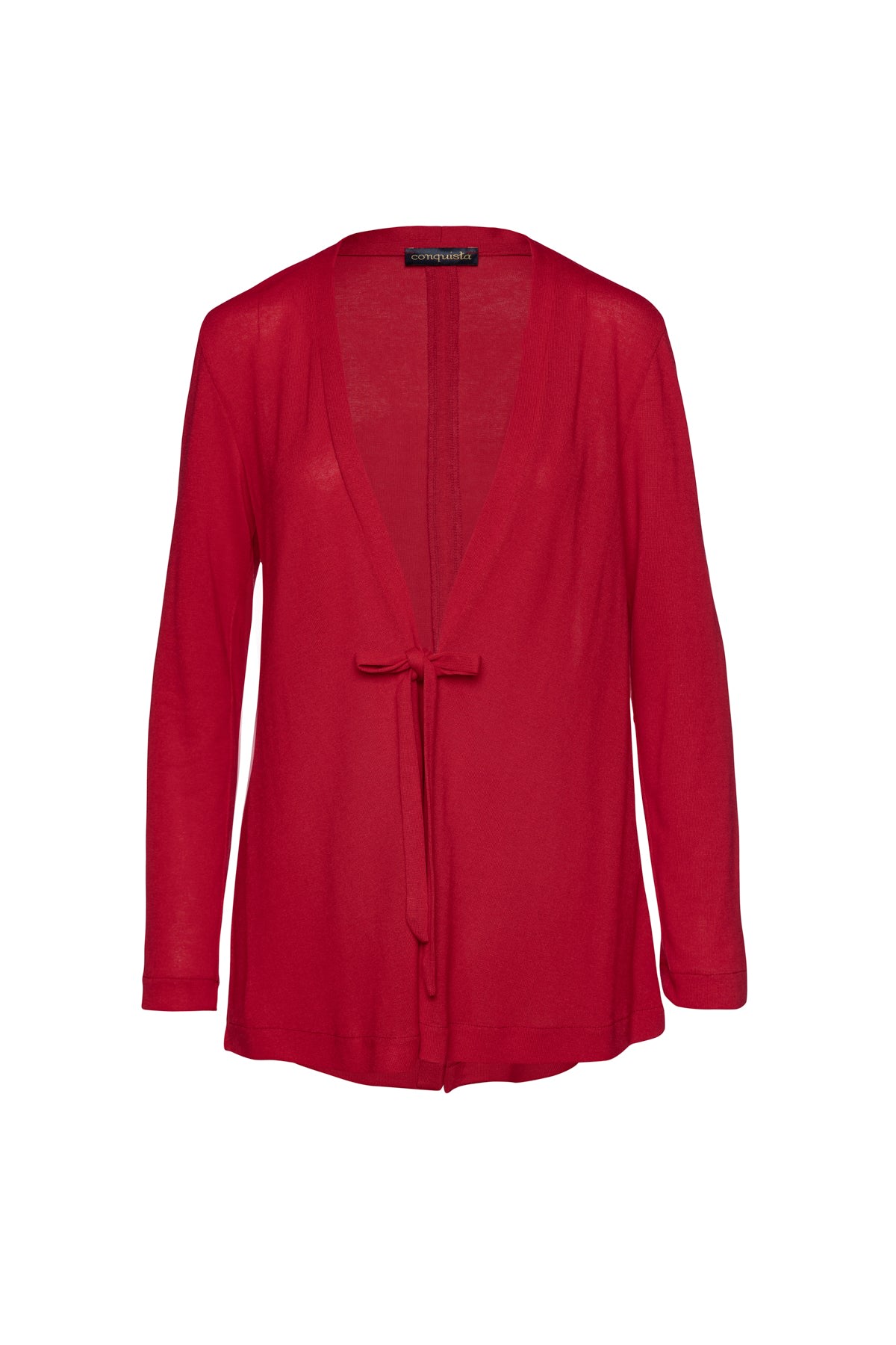 Conquista Women's Red Open Front Linen Cardigan In Red