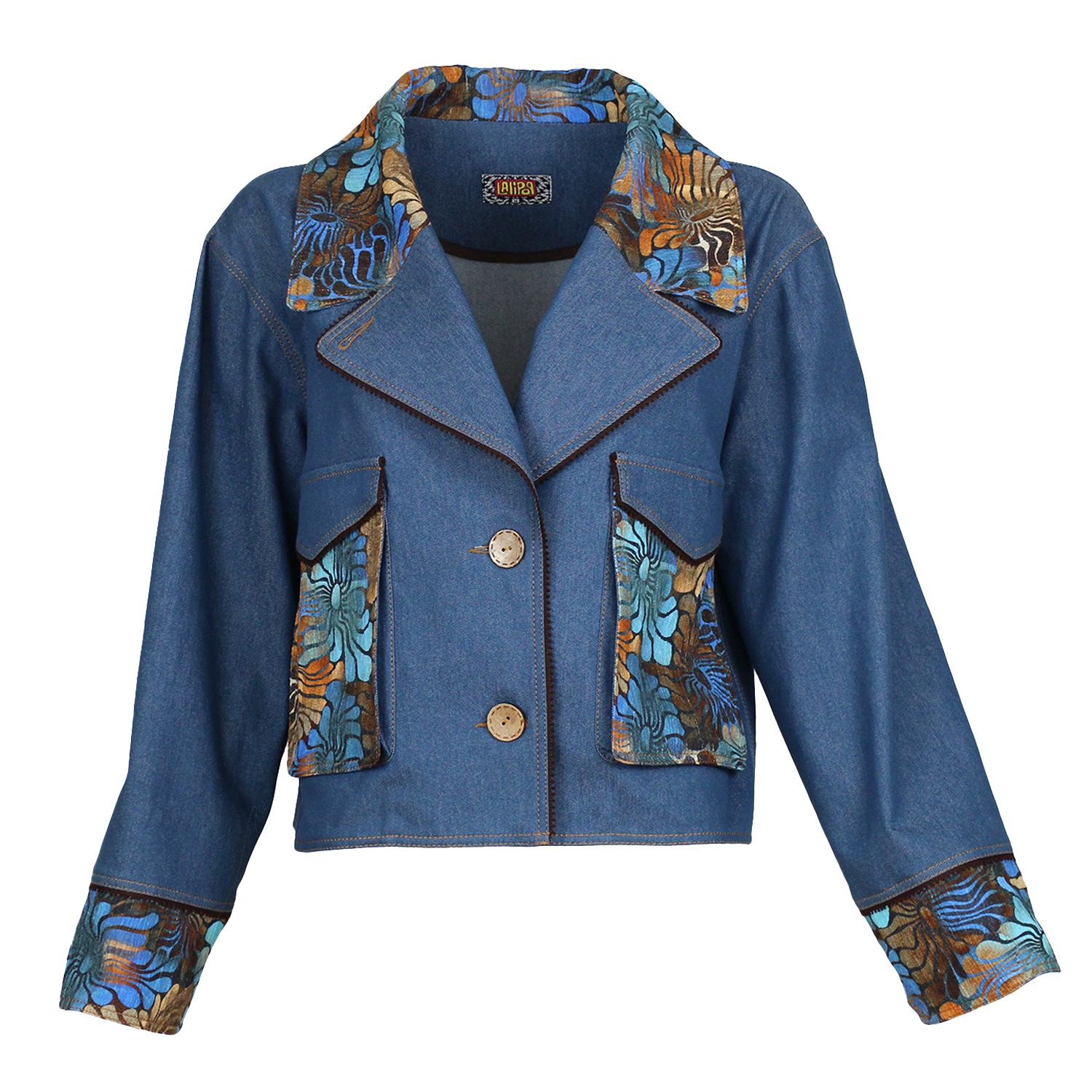 Women's Blue Cropped Denim Jacket | Small | Lalipop Design