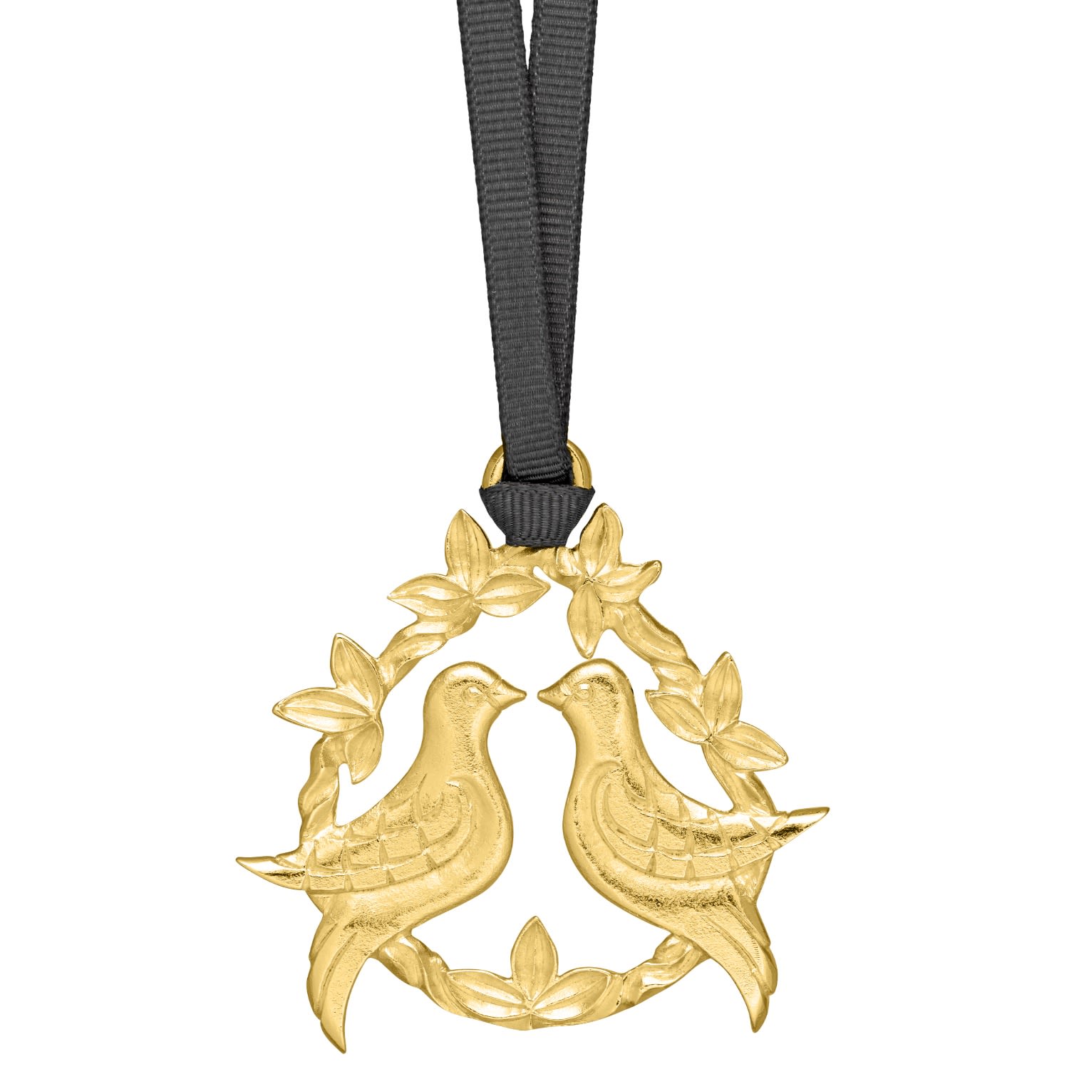 Dower & Hall Two Turtle Doves' Christmas Decoration In Gold In Gold