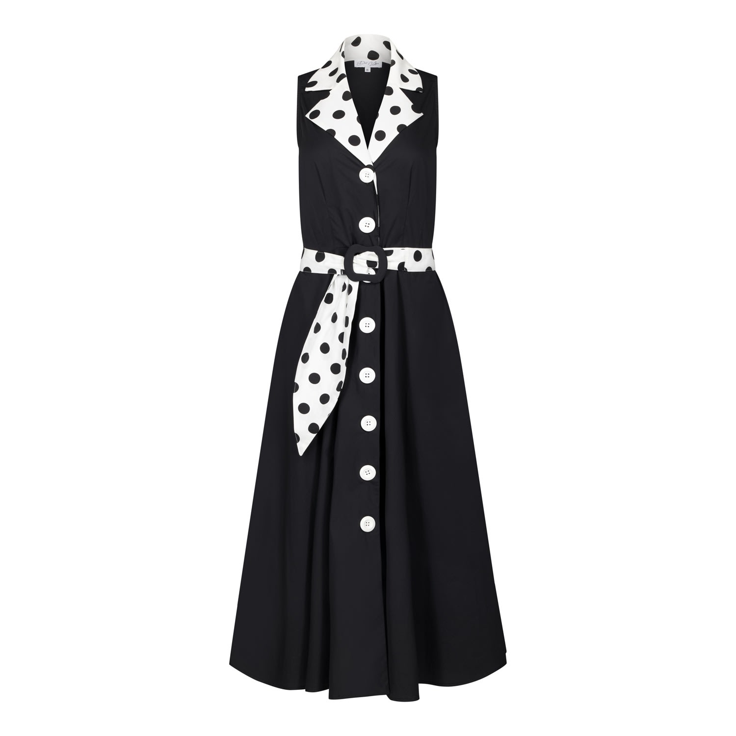 Shop Deer You Women's Adelaide Alluring Midi Dress In Black With White & Black Polka Dots