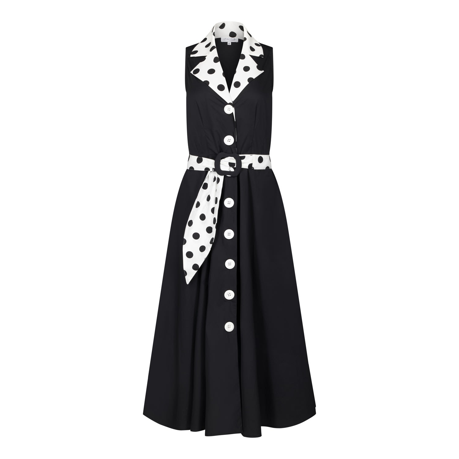 Women’s Adelaide Alluring Midi Dress In Black With White & Black Polka Dots Extra Small Deer You