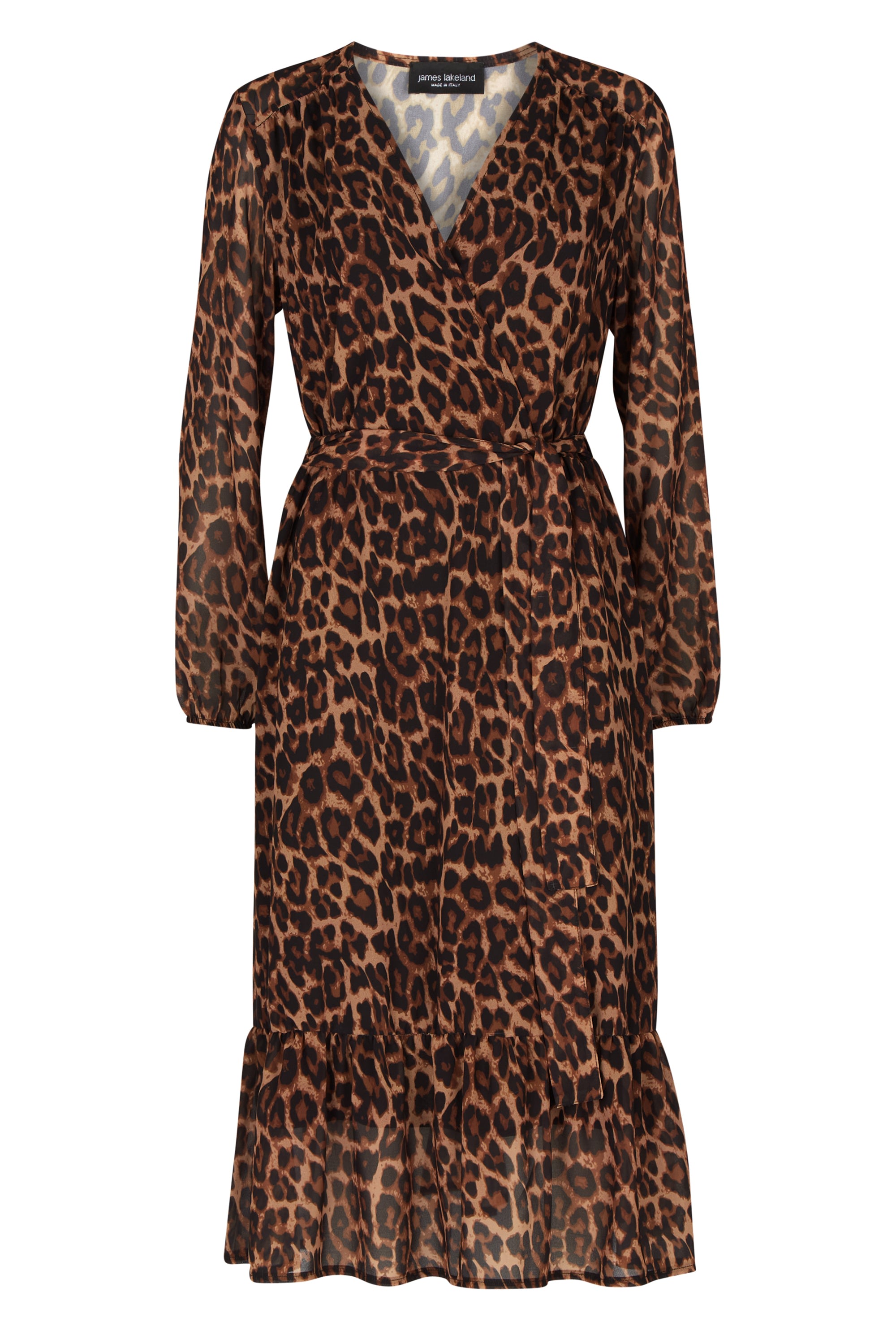 Women’s V Neck Leopard Tiered Midi Dress Medium James Lakeland