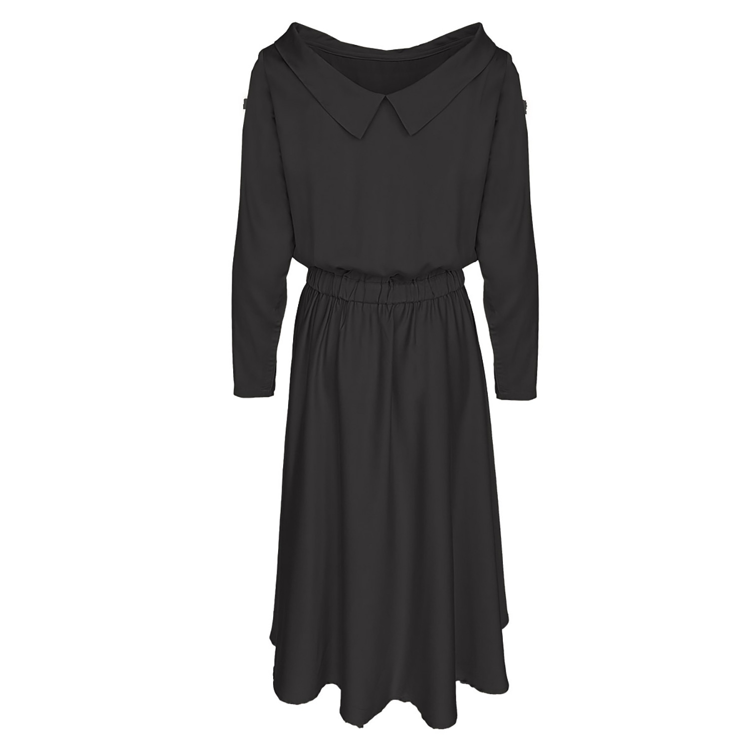 Haris Cotton Women's Elegant Long Boat Neck Dress - Black In Black