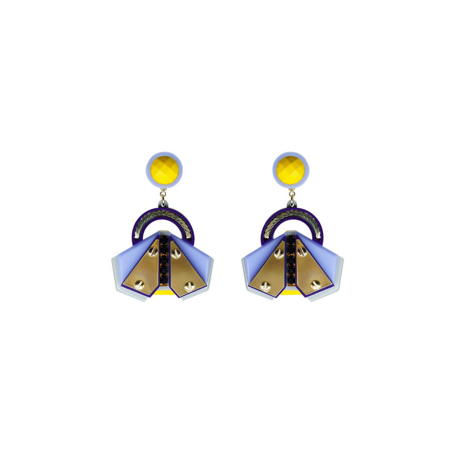 Gissa Bicalho Women's Yellow / Orange Acrylic Handmade Earring Papaloti / Yellow