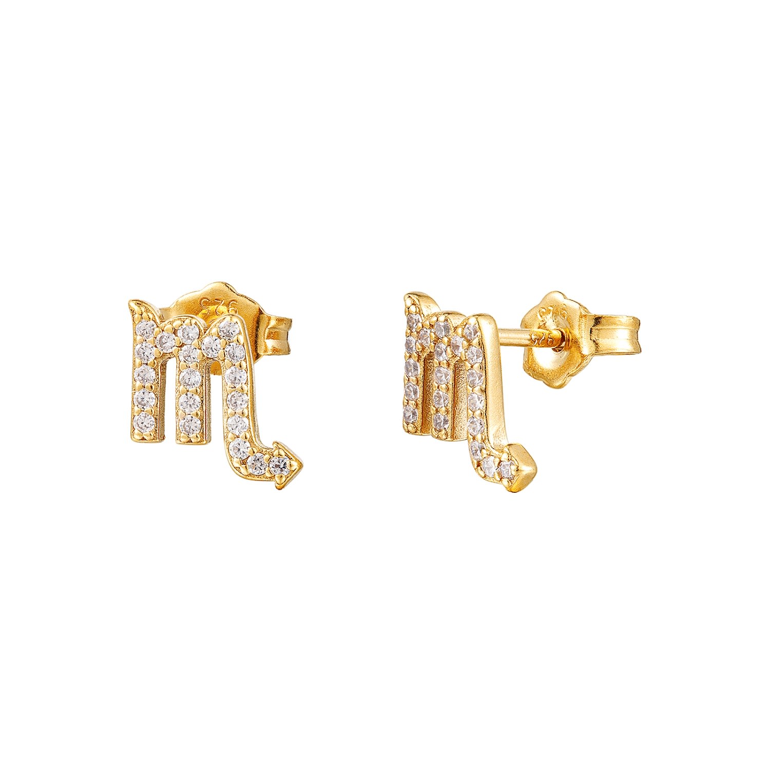 Women’s 22Ct Gold Vermeil Zodiac Cz Studs - Scorpio Seol + Gold