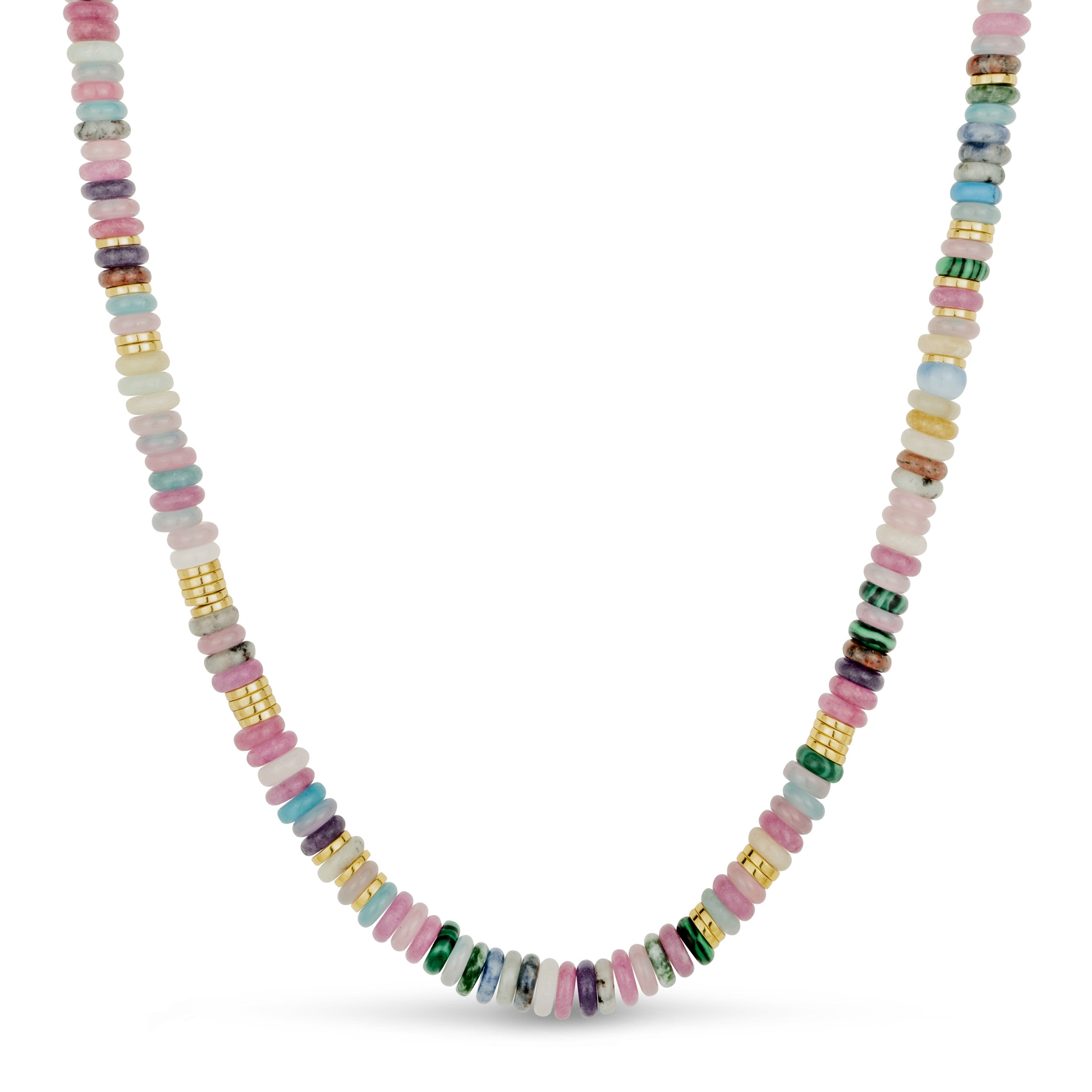 Women’s Beaded Multi Gemstone Necklace Gold Trip