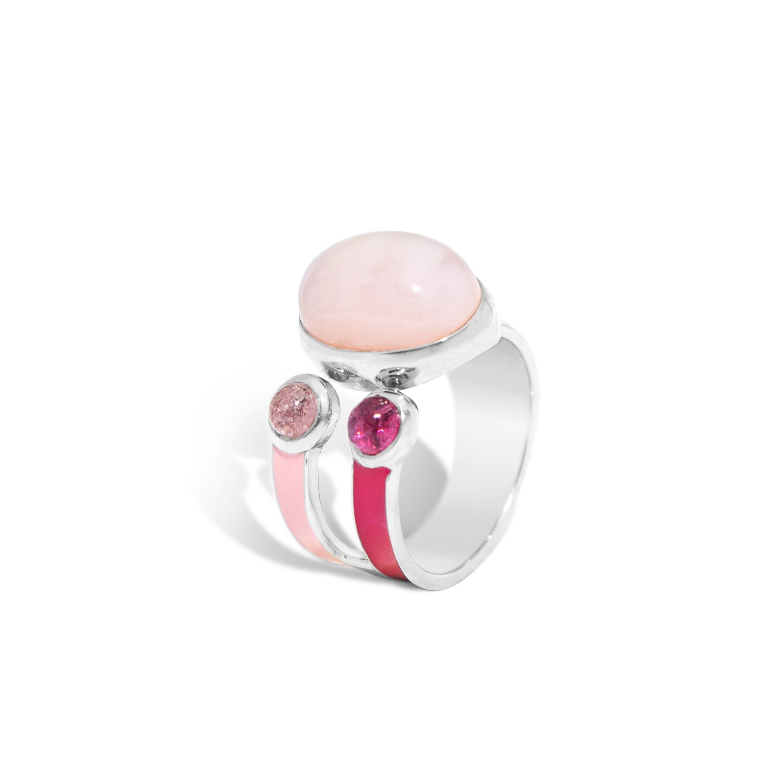 Women’s Pink / Purple / Silver Pink Striped Ring Cristina Cipolli Jewellery