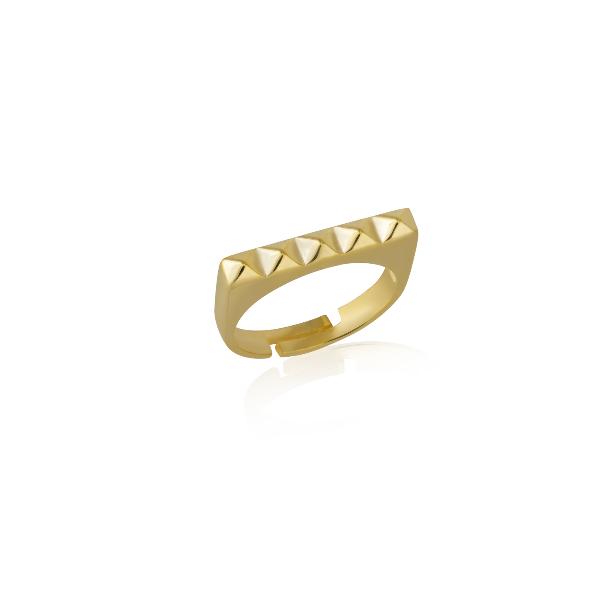Spero London Women's Gold Pyramid Adjustable Sterling Silver Ring