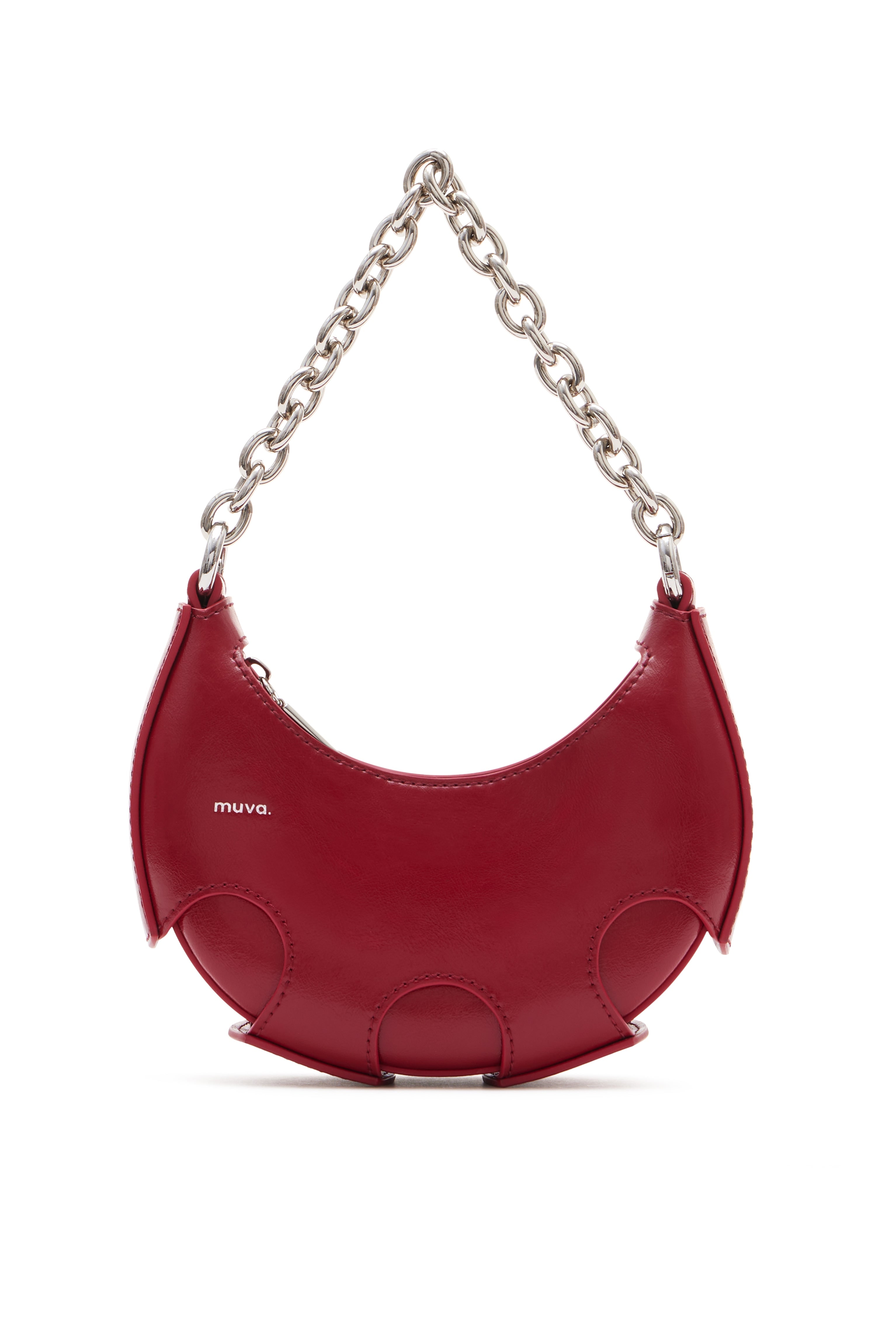 Amy Lynn Women's Reno Red Leather Handheld Crescent Mini Bag
