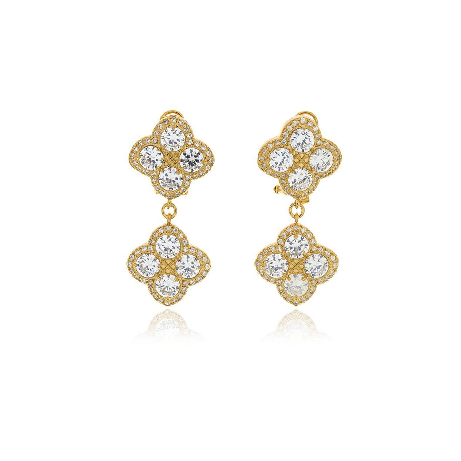 Women’s Gold Chandelier Diamond Flower Earrings Georgina Jewelry