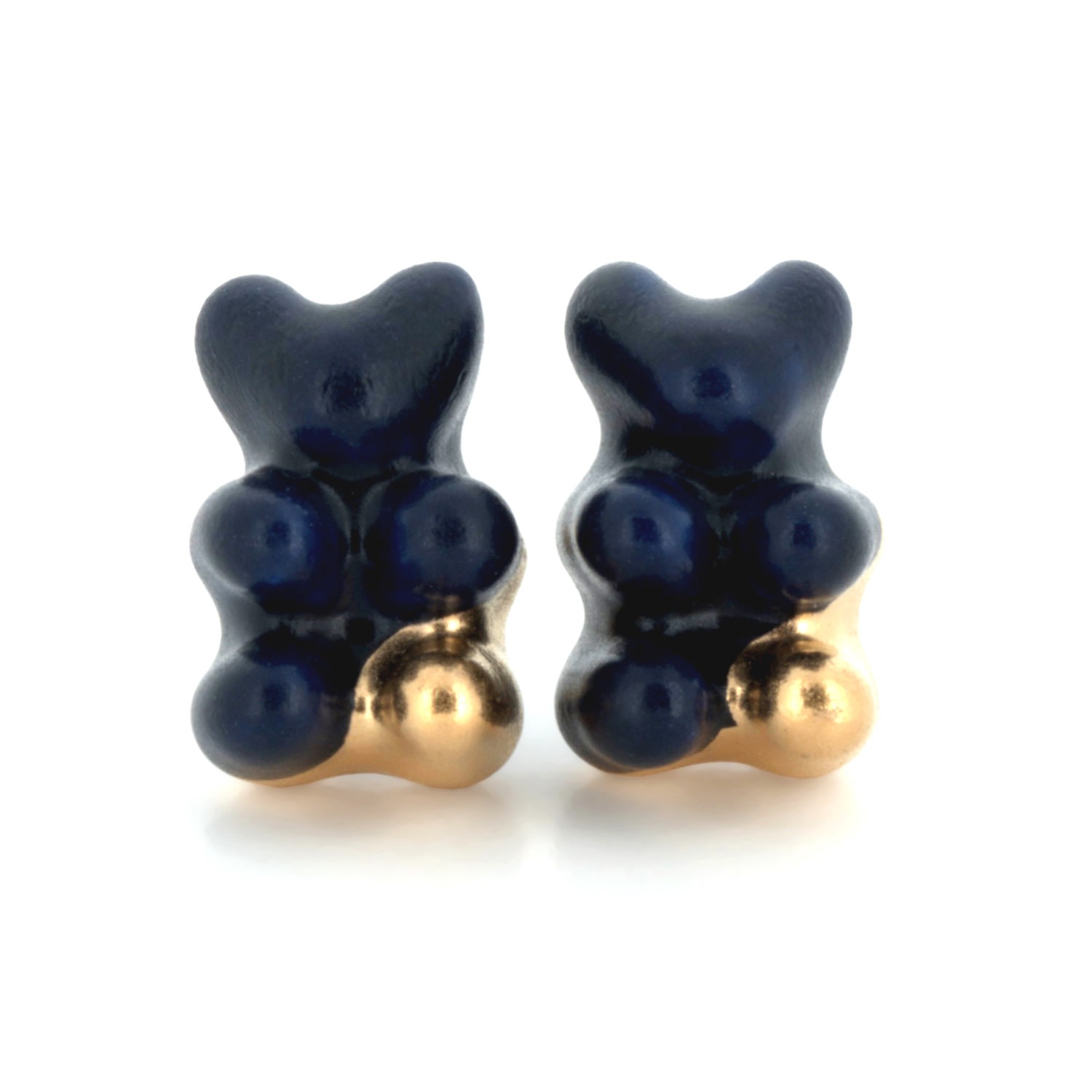 Women’s Gummy Bear Earrings - Royal Blue Matt Gold Dipped CjÂ·314