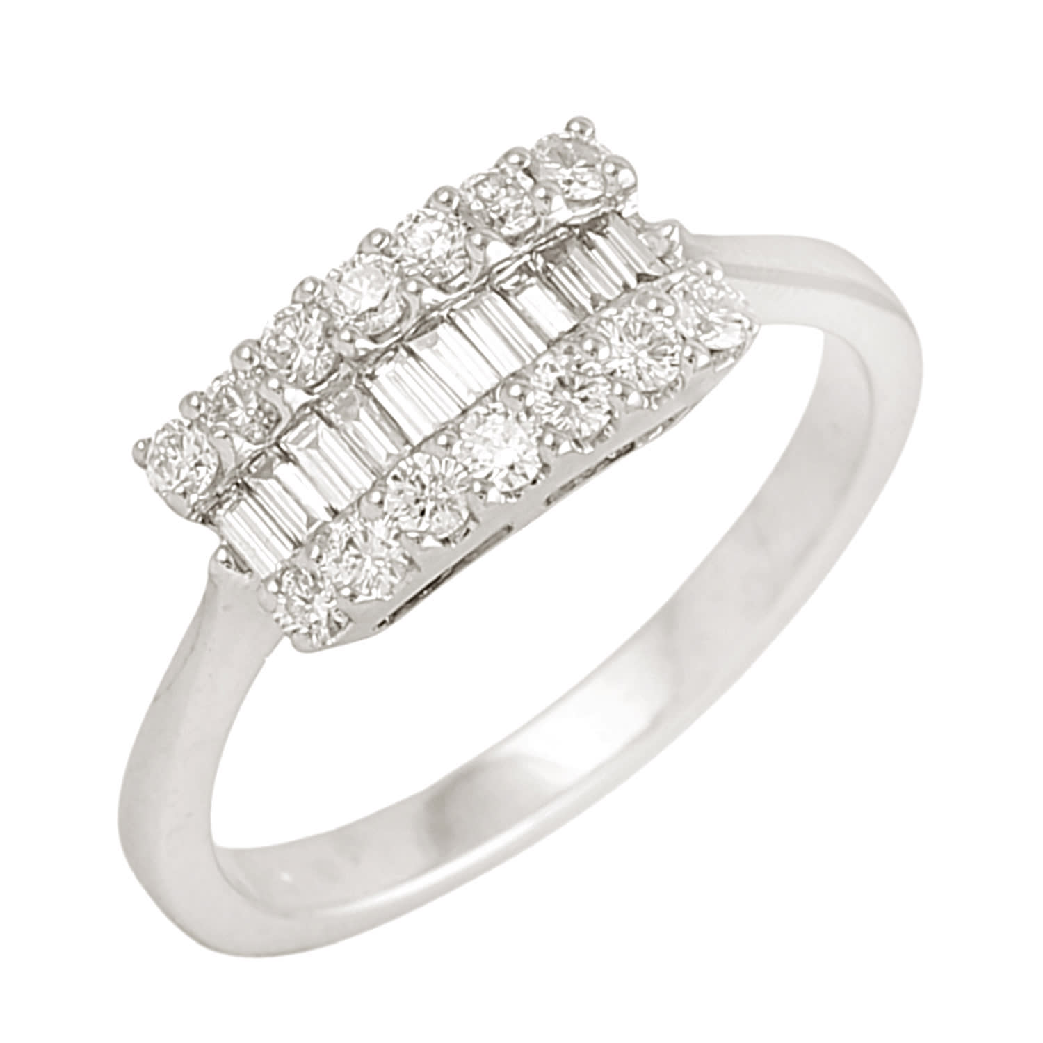Artisan Women's Baguette Cut Diamond Stacking Ring In White Gold