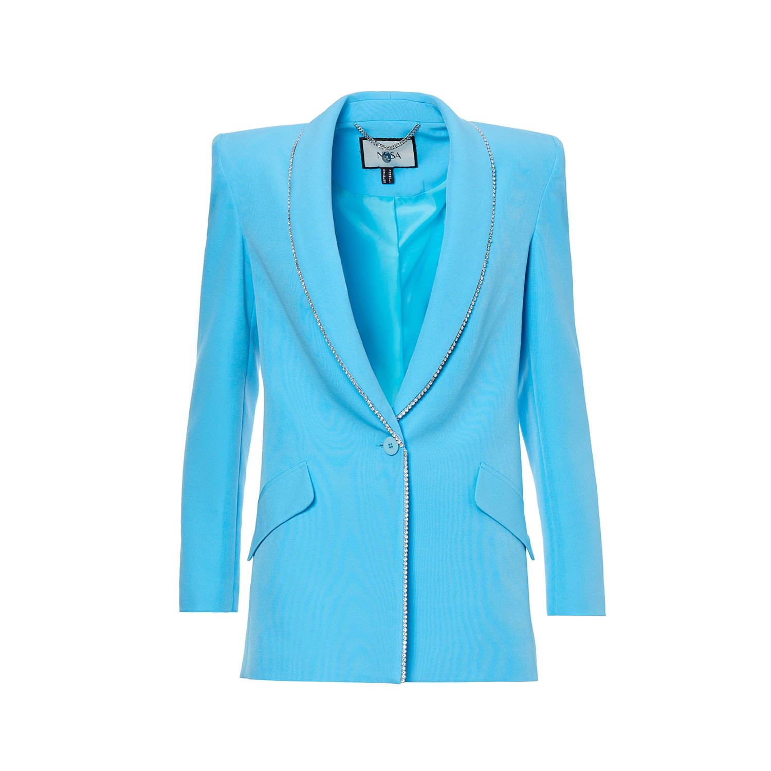 Nissa Women's Embellished Trim-detail Blazer Blue In Blue