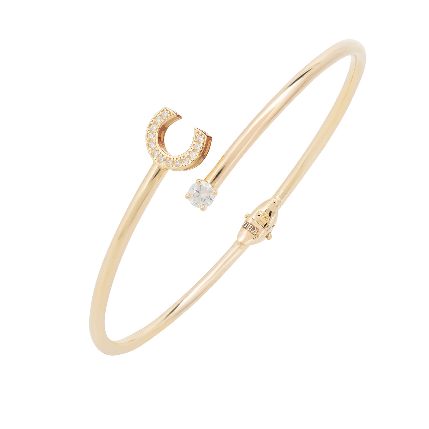 Women’s Gold / White Initial Bangle Gold C Latelita