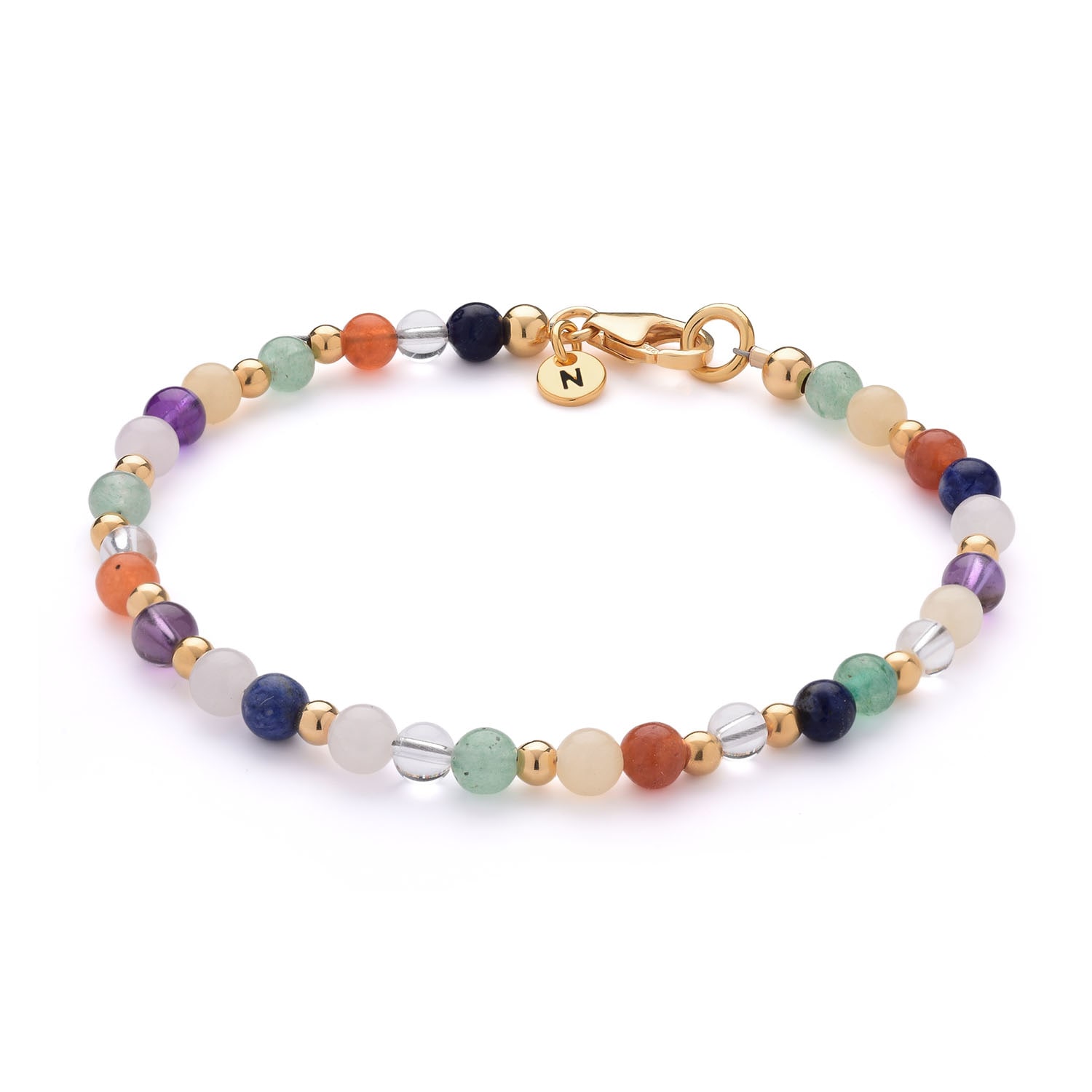 Nellou Jewellery Women's Jewel Bead Chakra Bracelet Gold Plated Sterling Silver In Gold