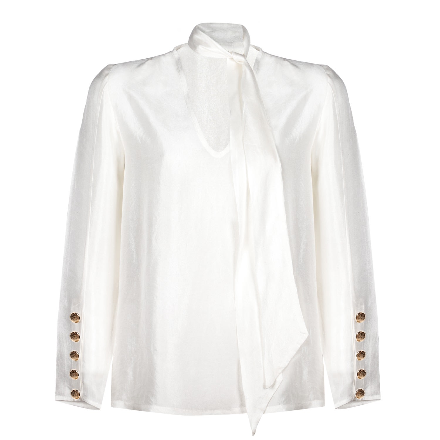 Women’s White Trio Muse Silk Blouse Large Sevenmuses