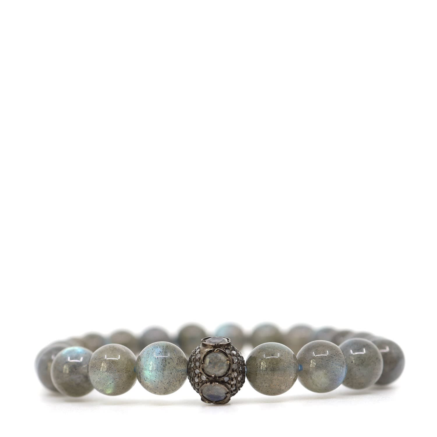 Shar Oke Men's Grey Labradorite & Sterling Silver Bracelet