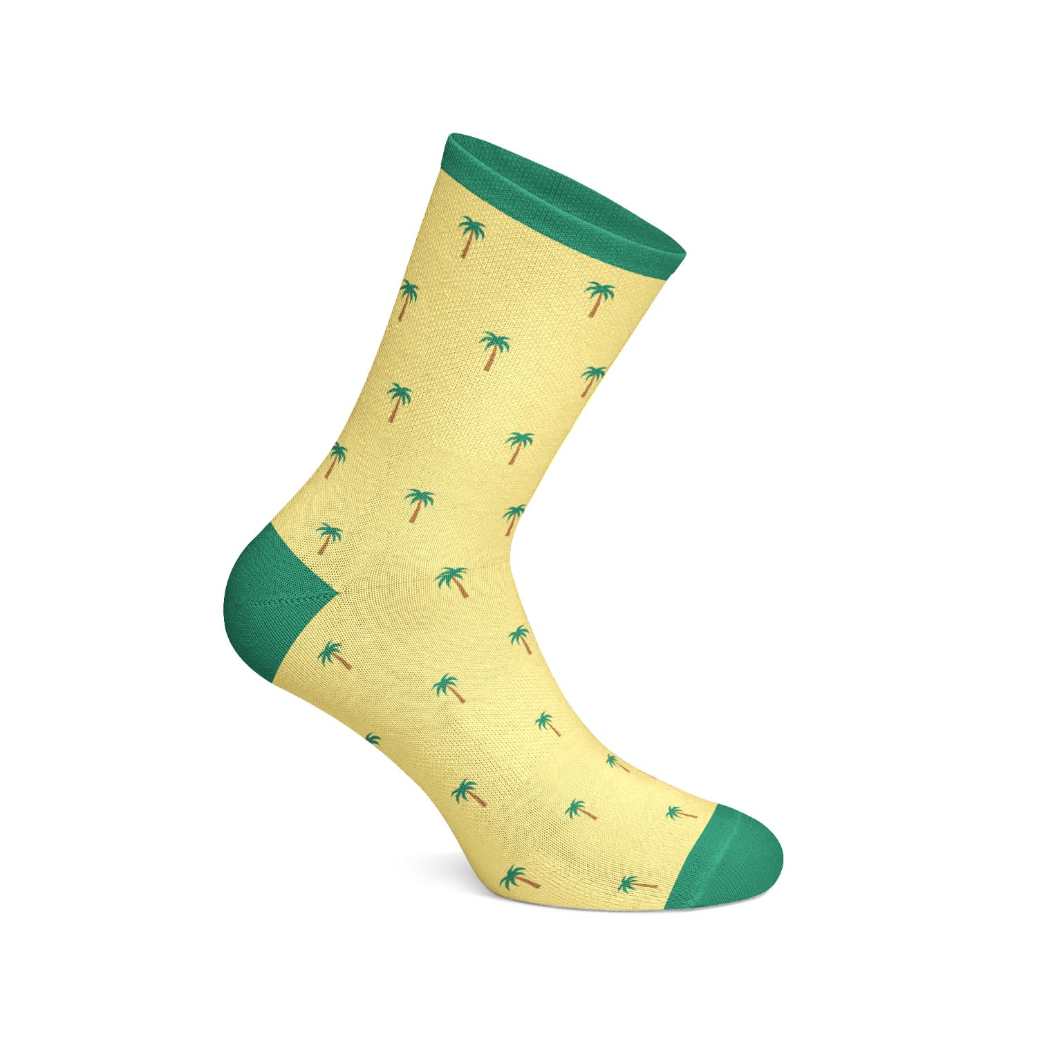 Yellow And Green Palm Tree Pattern Mens Egyptian Cotton Socks Persona