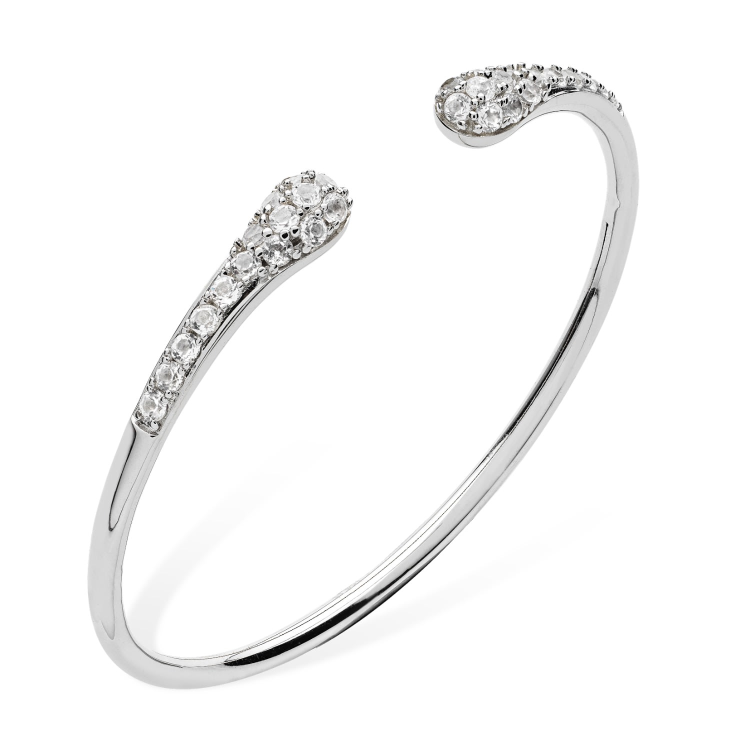 Lucy Quartermaine Women's Solid Sterling Silver Skinny Drip Twist Bangle With White Topaz In Metallic