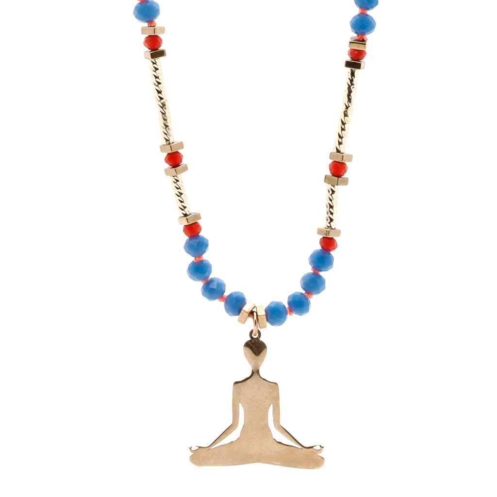 Women’s Gold / Blue / Red Yoga Meditation Necklace Ebru Jewelry