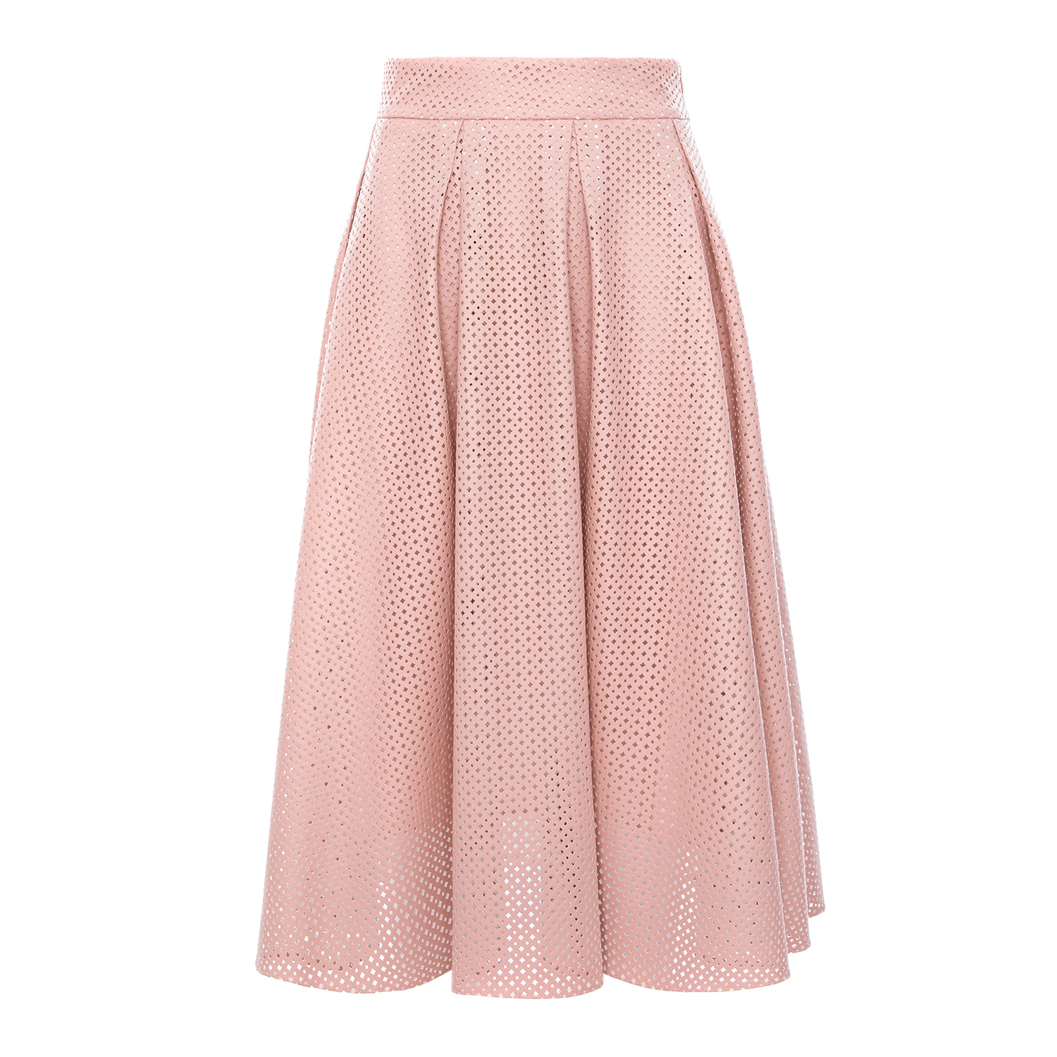 Couture De Marie Women's Pink / Purple Kloe Blush Pink Pleated Skirt In Perforated Faux Leather