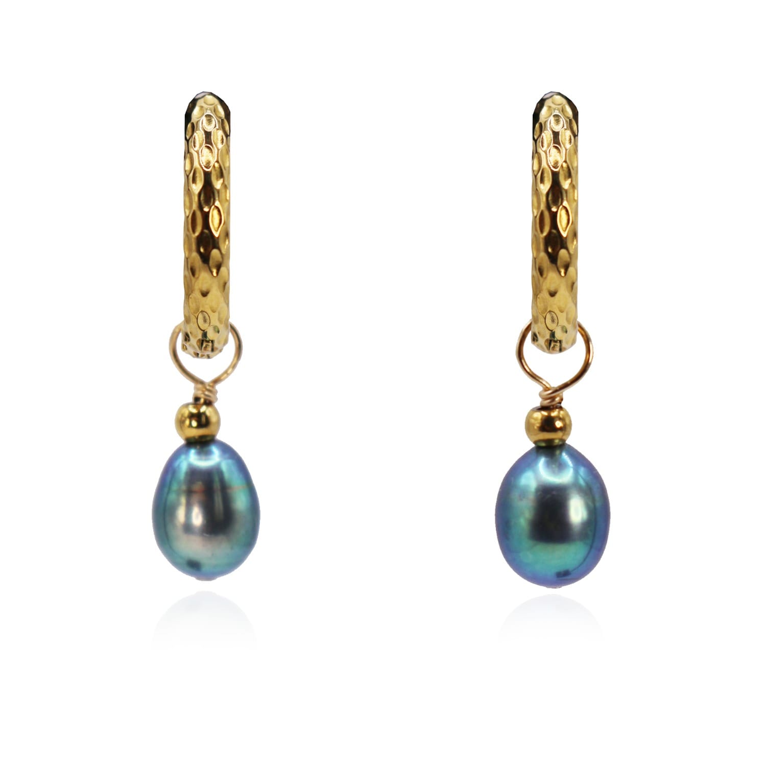 Marquise Swim Women's Blue / Green / Gold Earrings - Hoop Peacock Pearl & Gold
