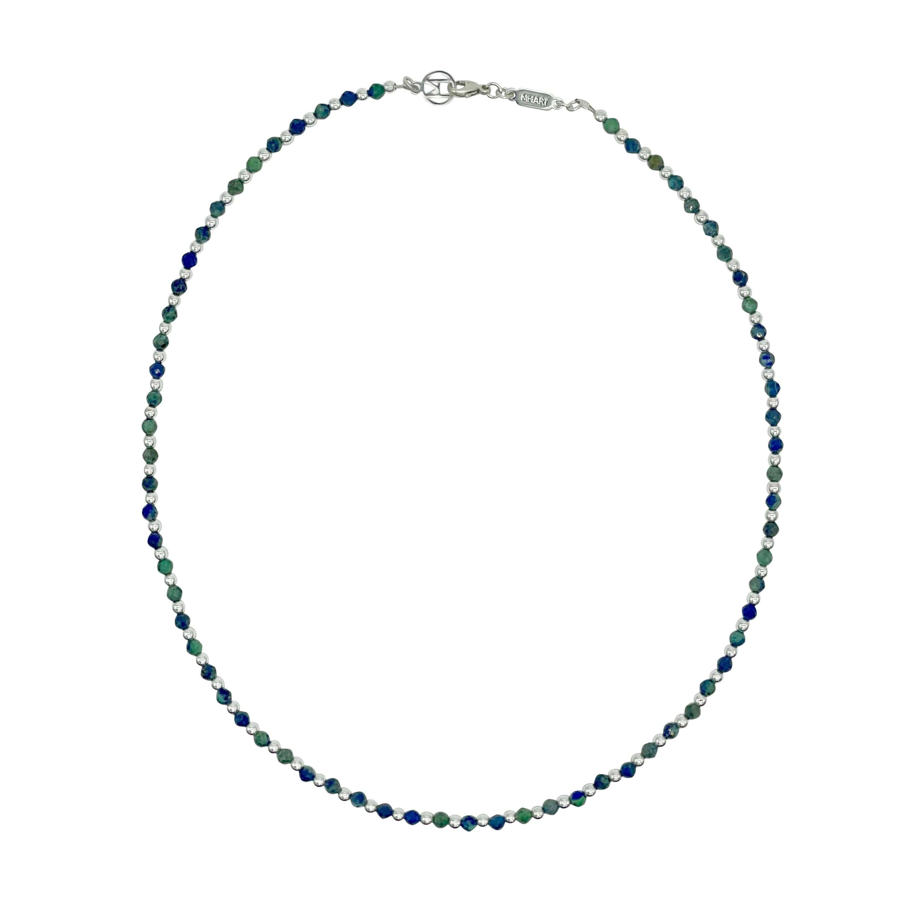 Mhart Women's Green / Silver African Turquoise Gem Short Necklace