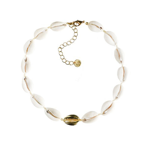 Women's White Mini Metal Shell Accent Choker