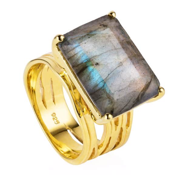 Neola Pietra Gold Cocktail Ring With Labradorite Gemstone In Cocktail