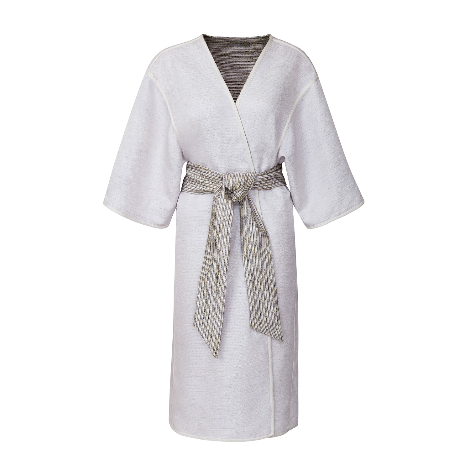 La Femme Mimi Women's Gold / Silver / White Reversible Unisex Kimono Coat In Gold/silver/white