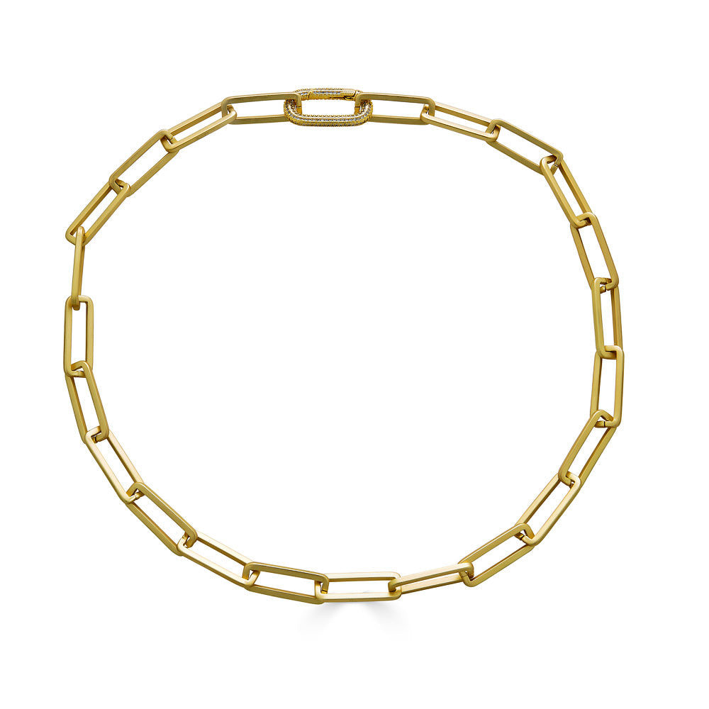 Loni Paul Jewelry Women's Matte Gold Chunky Rectangle Paperclip Necklace