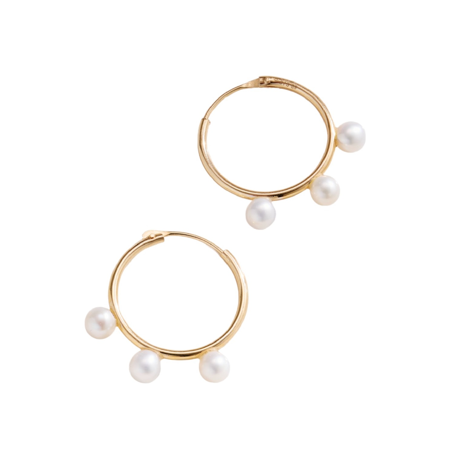 Posh Totty Designs Women's Gold Triple Pearl Hoop Earrings