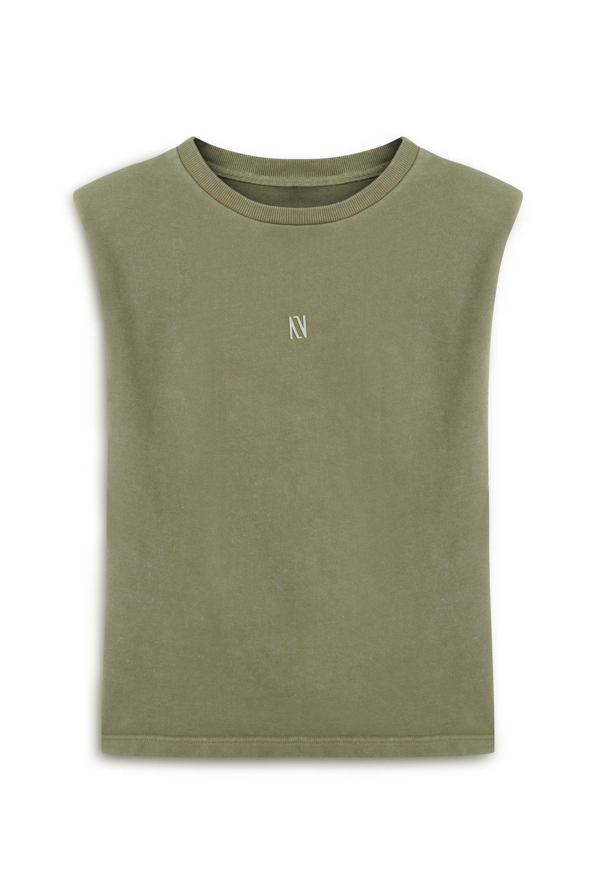 Nocturne Women's Green Padded T-shirt - Olive In Green