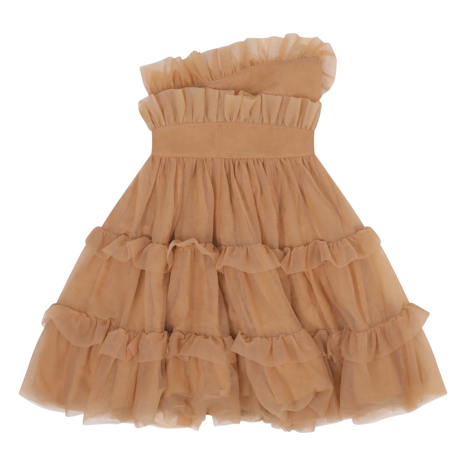 Brown Womens Tulle Frill Dress Large Balou