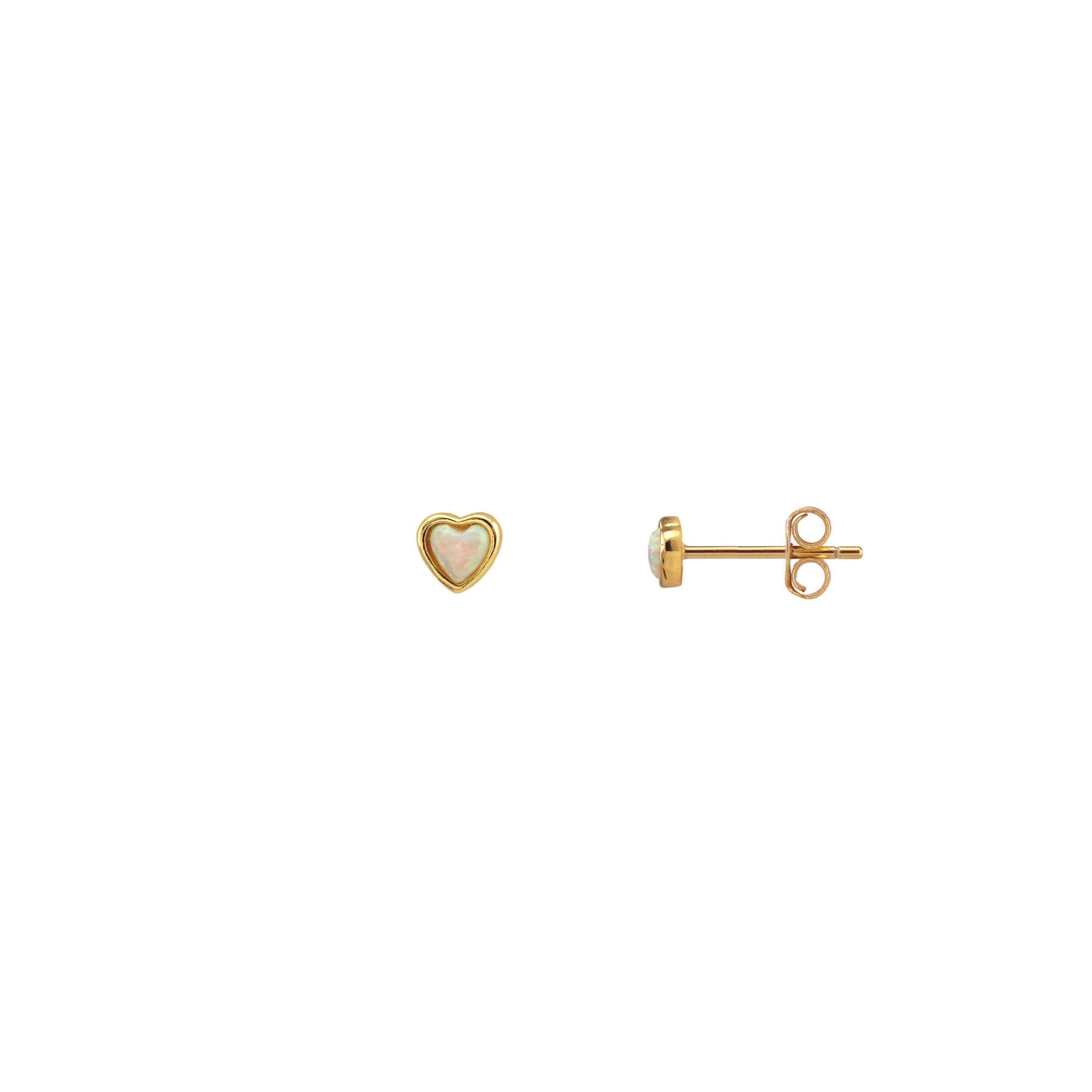 Kris Nations Women's Gold Opal Heart Stud Earrings