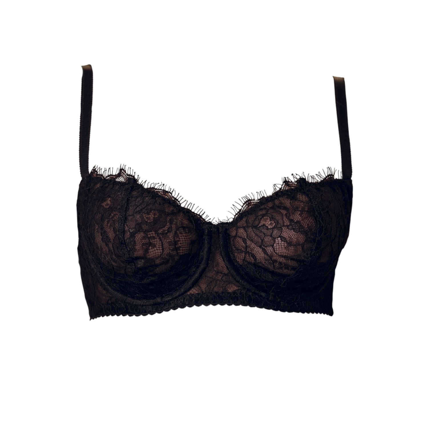 Abbraccio Lingerie Women's Black Lace Balconette Bra In Black