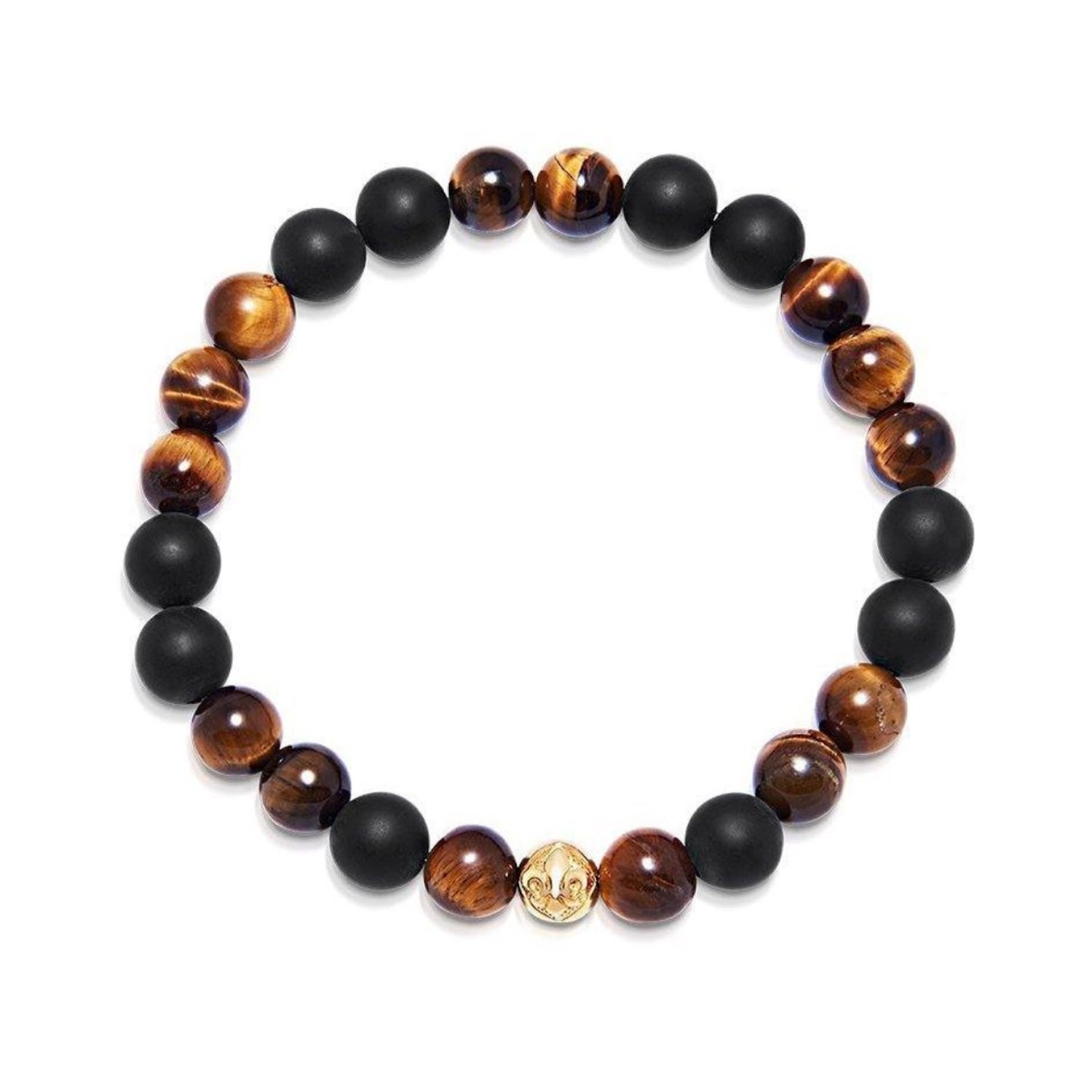 Men’s Wristband With Matte Onyx And Brown Tiger Eye Nialaya