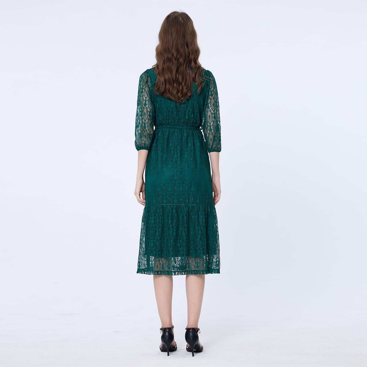 green lace fit and flare dress Mint Silk chiffon self-striped fit & flare dress with lace trim- SOLD –  T.Tandon