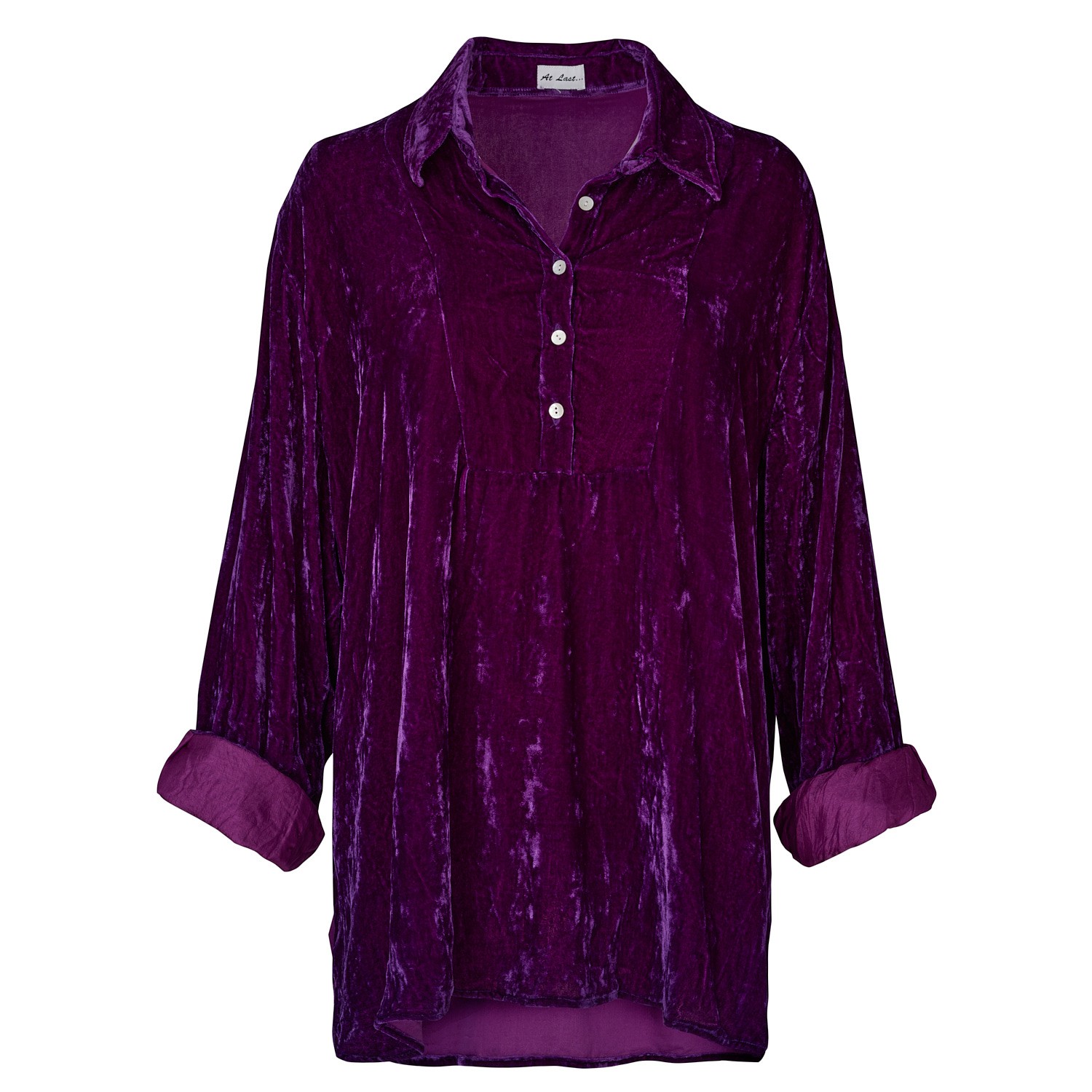 At Last... Women's Pink / Purple Ava Oversized  Silk Velvet Shirt In Amethyst In Pink/purple